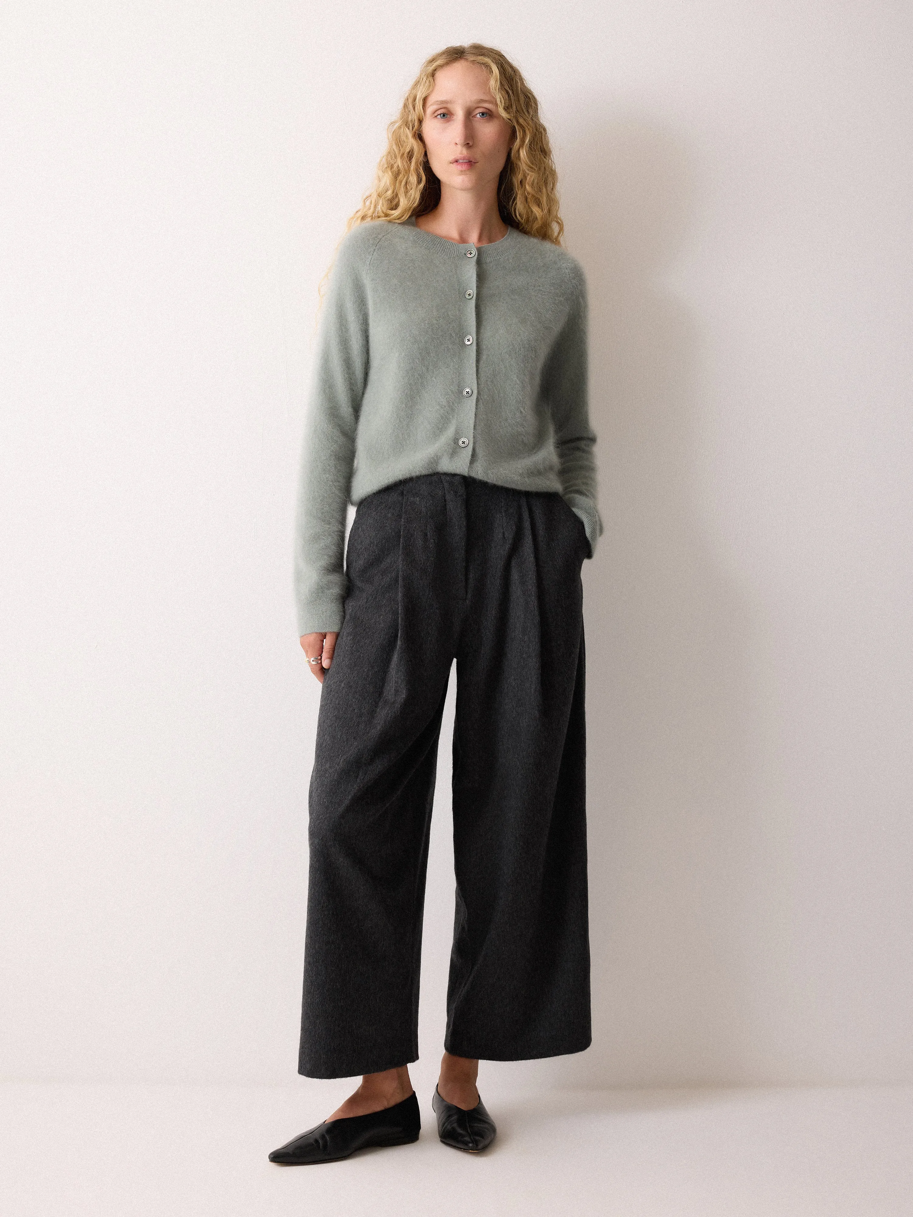 Wool High Waist Pleat Trouser | Grey sold by Jigsaw