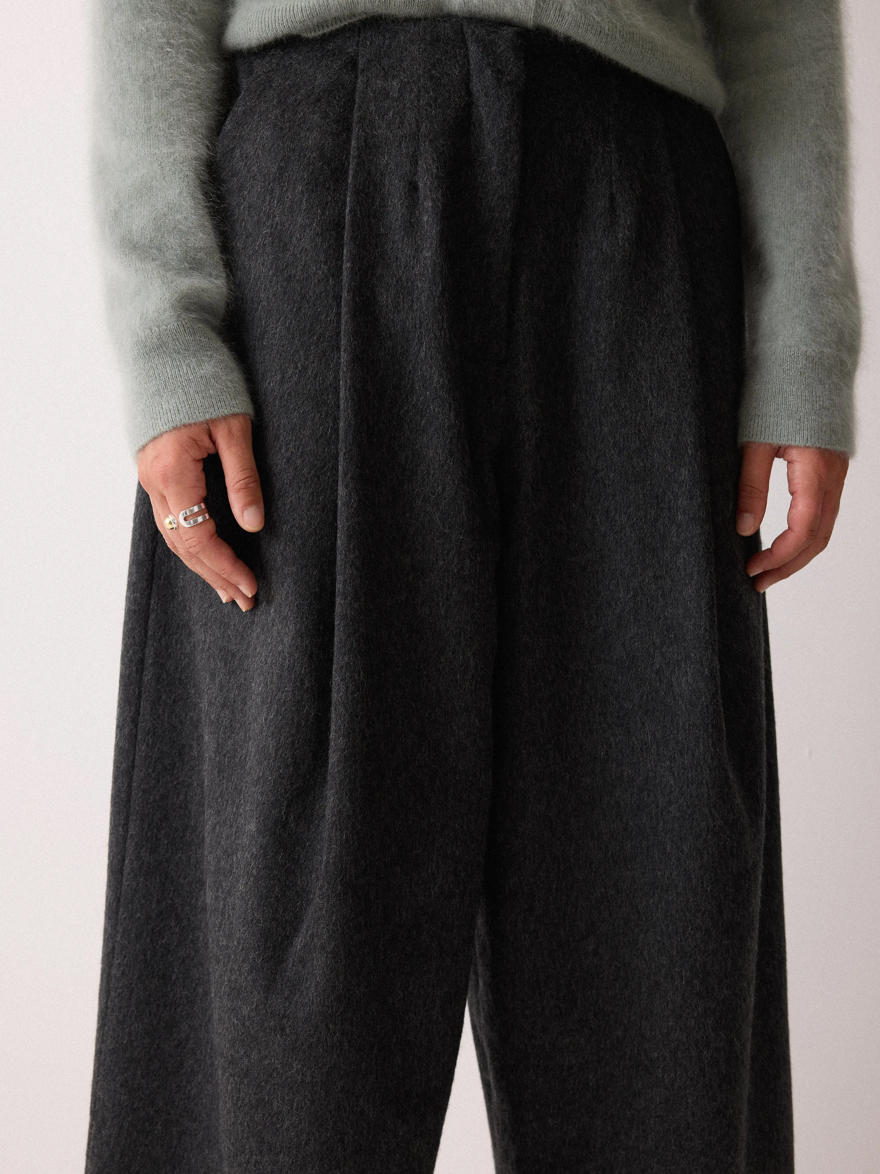 Wool High Waist Pleat Trouser | Grey sold by Jigsaw product image thumbnail 2