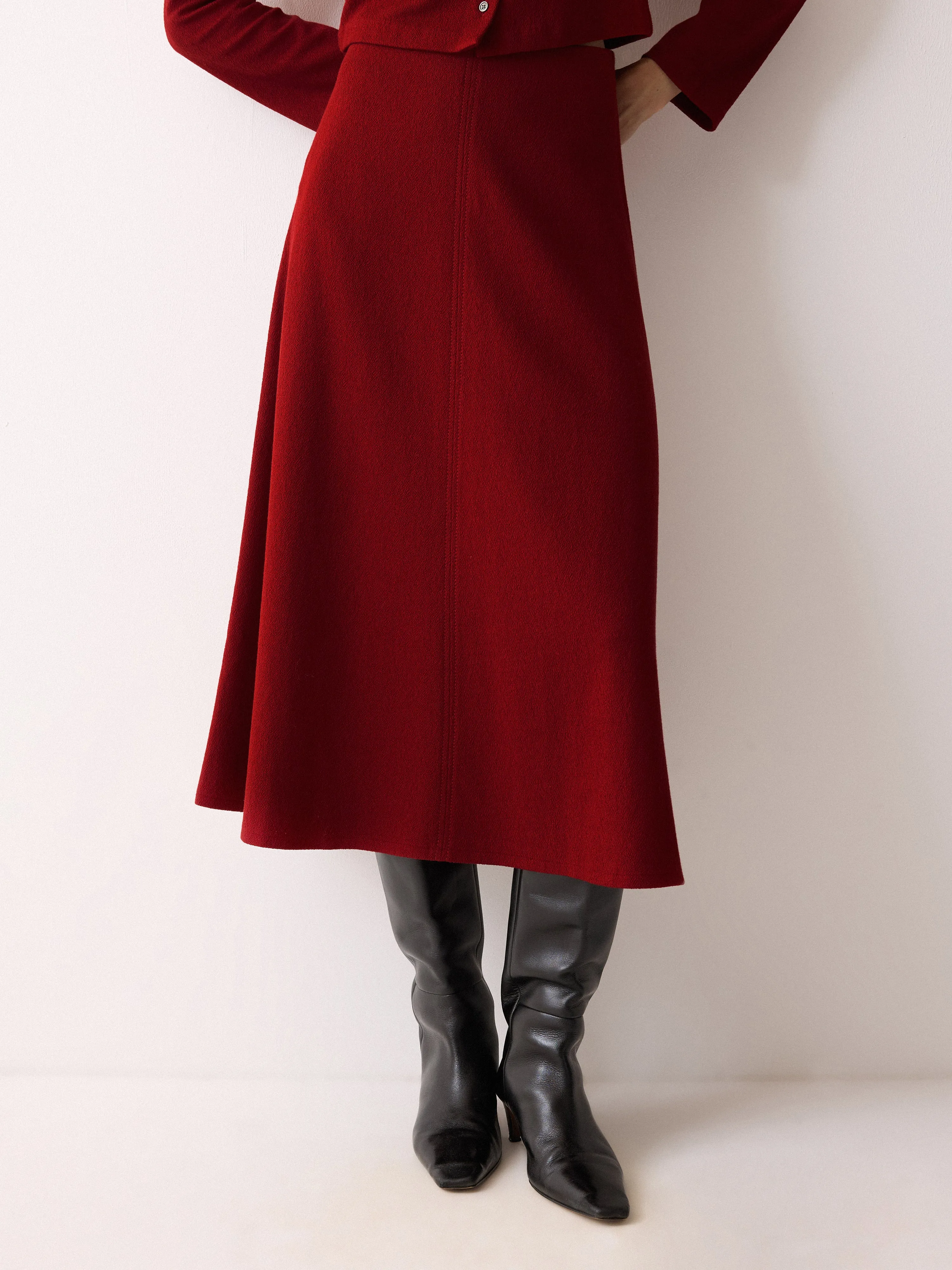 Textured Jersey A Line Skirt | Red sold by Jigsaw product image thumbnail 3