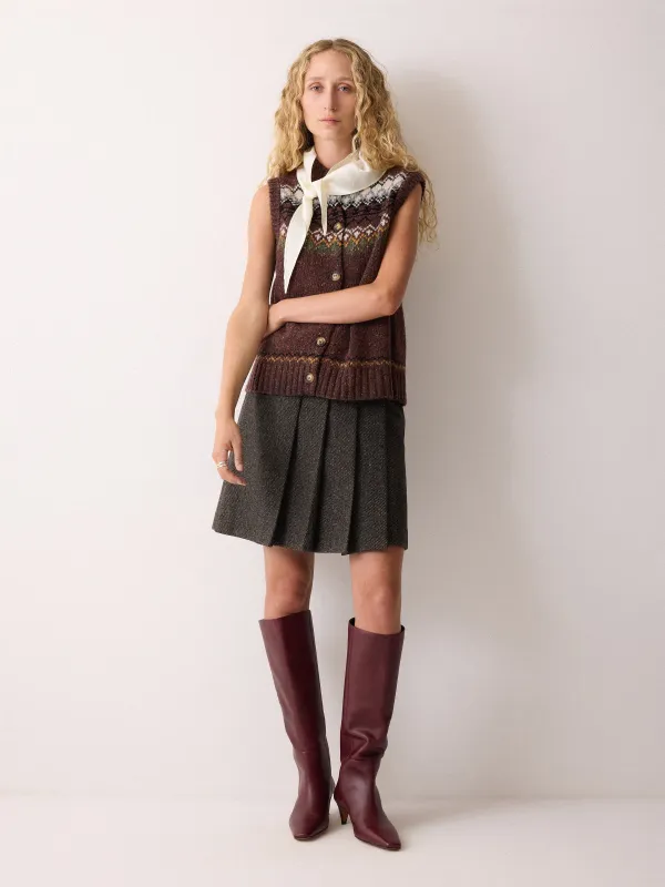 Wool Twill Mini Skirt | Brown sold by Jigsaw