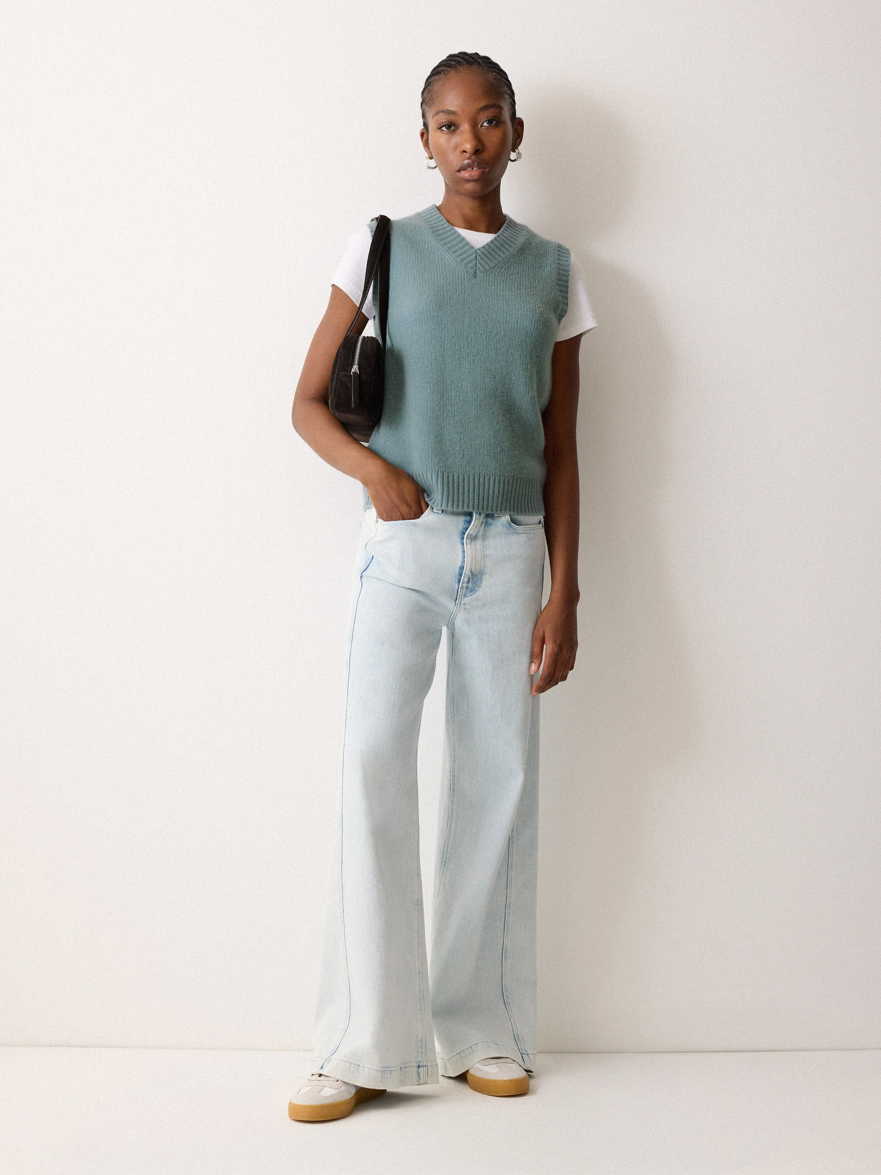 Cloud Cashmere V Tank | Blue sold by Jigsaw product image thumbnail 4