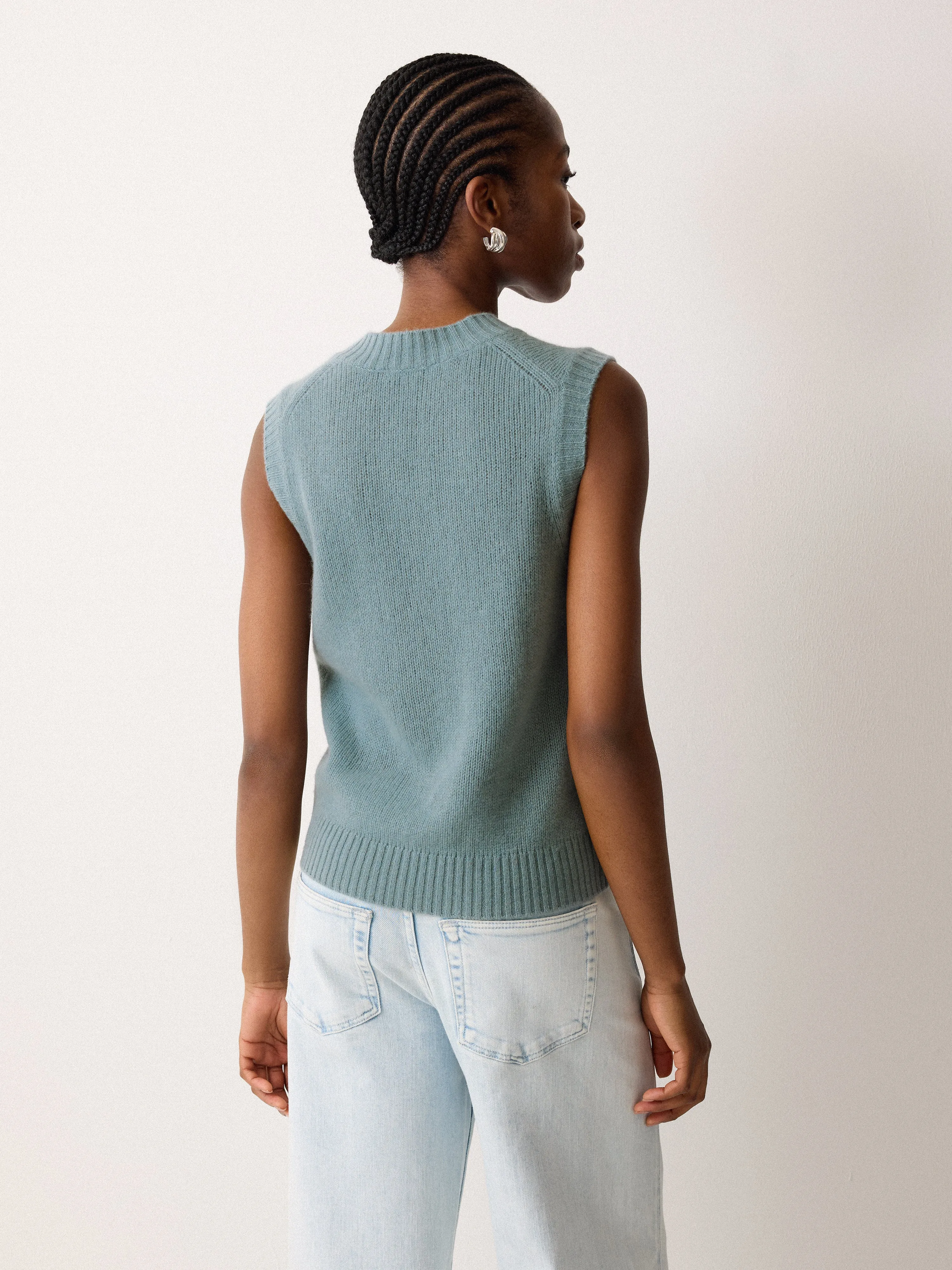 Cloud Cashmere V Tank | Blue sold by Jigsaw product image thumbnail 3