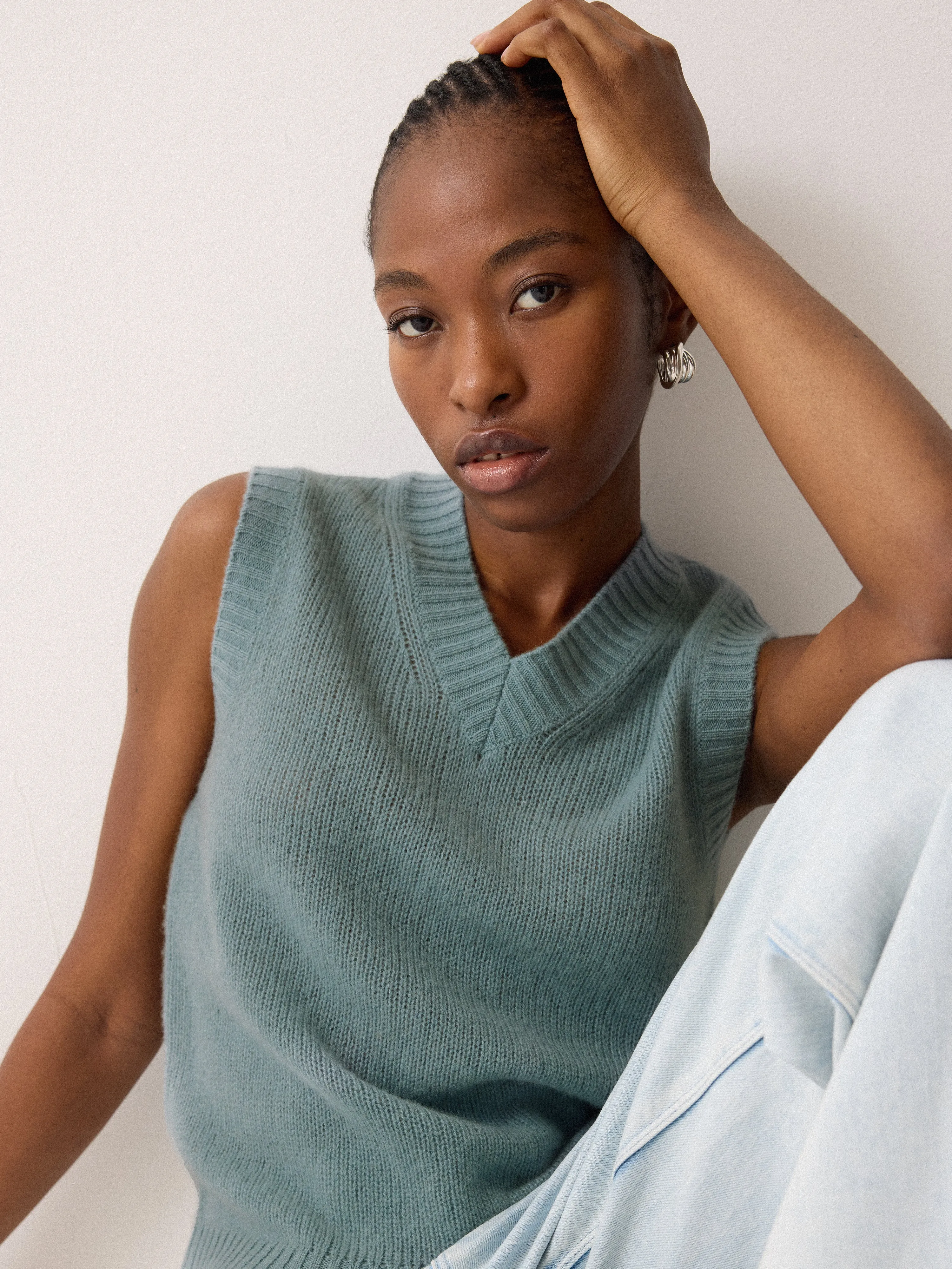 Cloud Cashmere V Tank | Blue sold by Jigsaw product image thumbnail 2