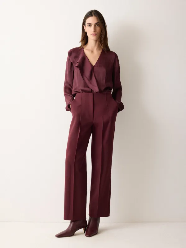 Recycled Satin Frill Blouse | Red sold by Jigsaw