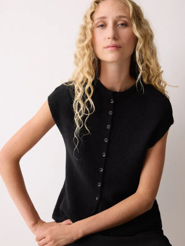 Boucle Cap Sleeve Top | Black sold by Jigsaw
