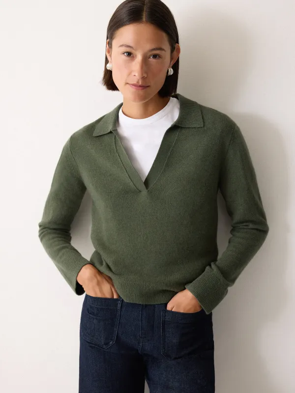 Wool Blend Collar Jumper | Green sold by Jigsaw
