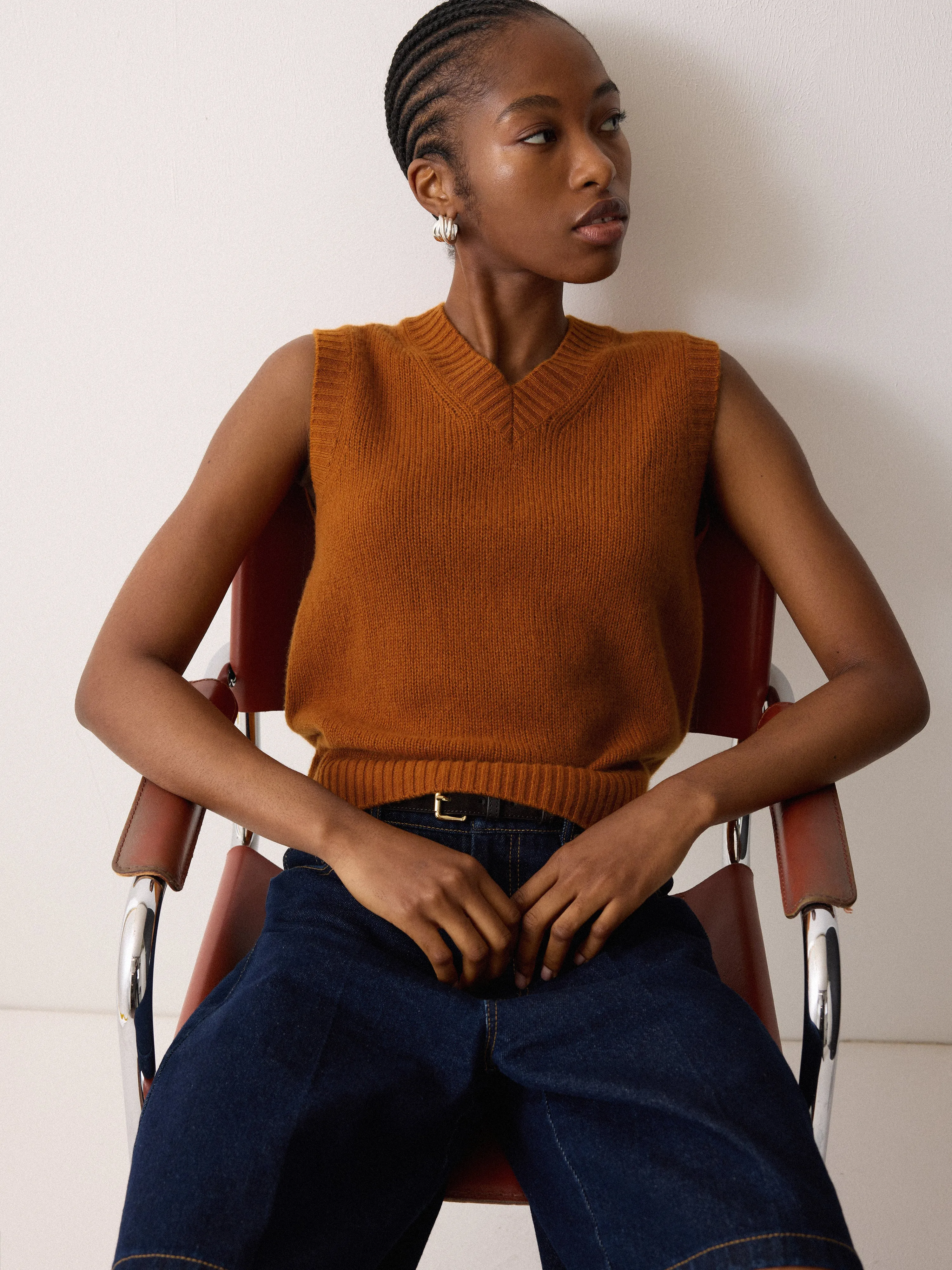 Cloud Cashmere V Tank | Orange sold by Jigsaw product image thumbnail 3