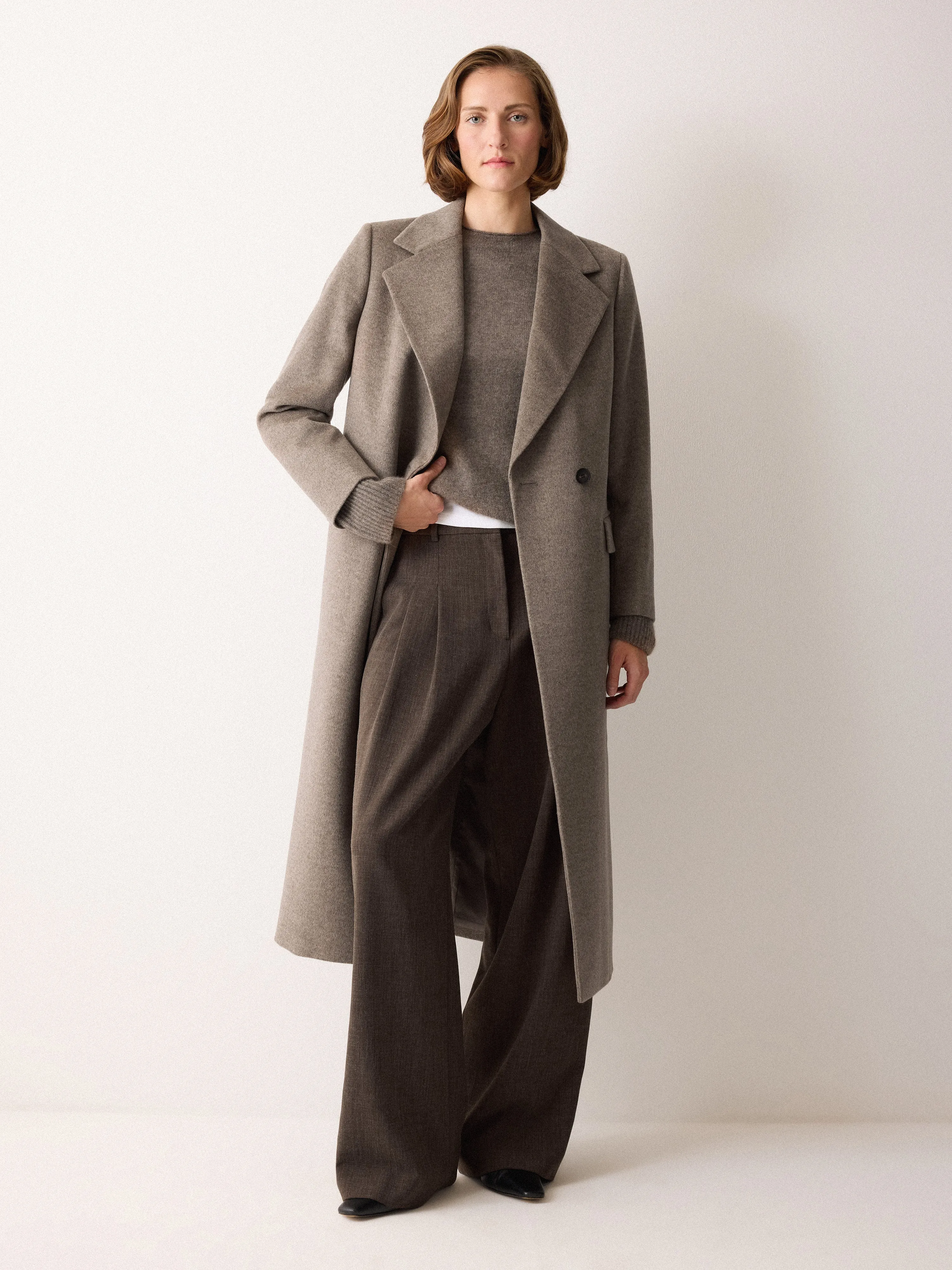 Wool Maxi City Coat | Taupe sold by Jigsaw