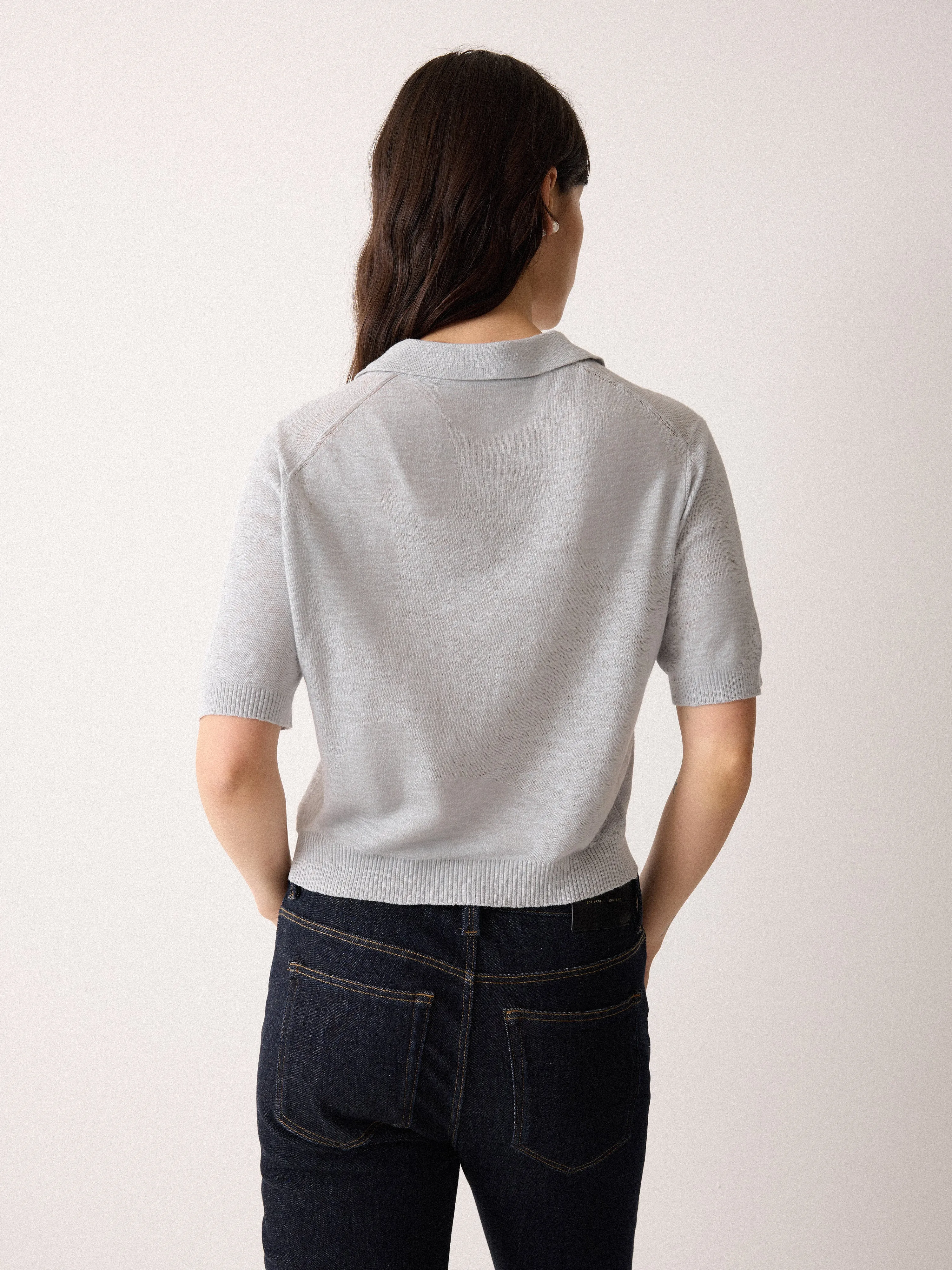 Linen Cotton Polo | Blue sold by Jigsaw product image thumbnail 4