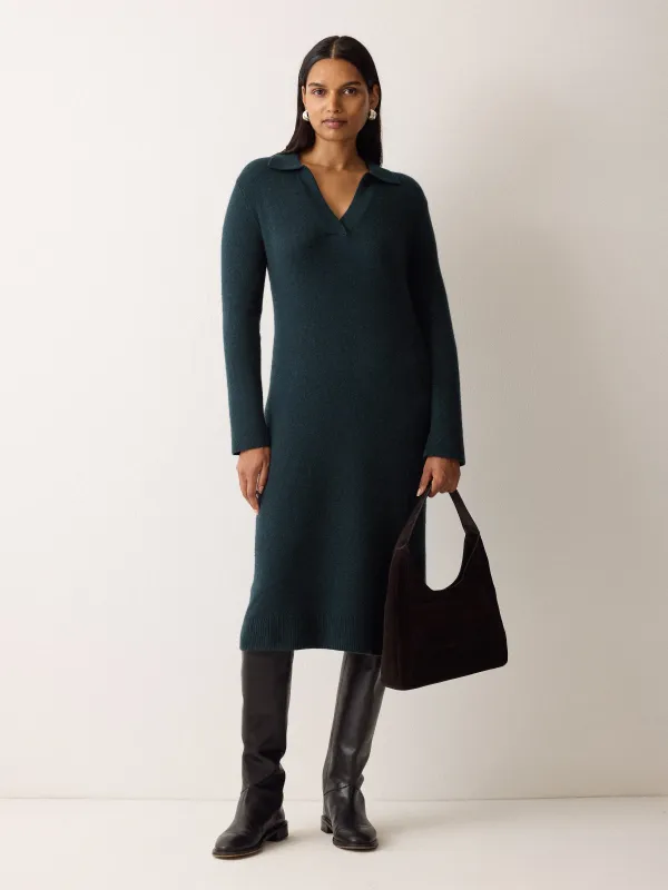 Wool Blend Collar Dress | Green sold by Jigsaw