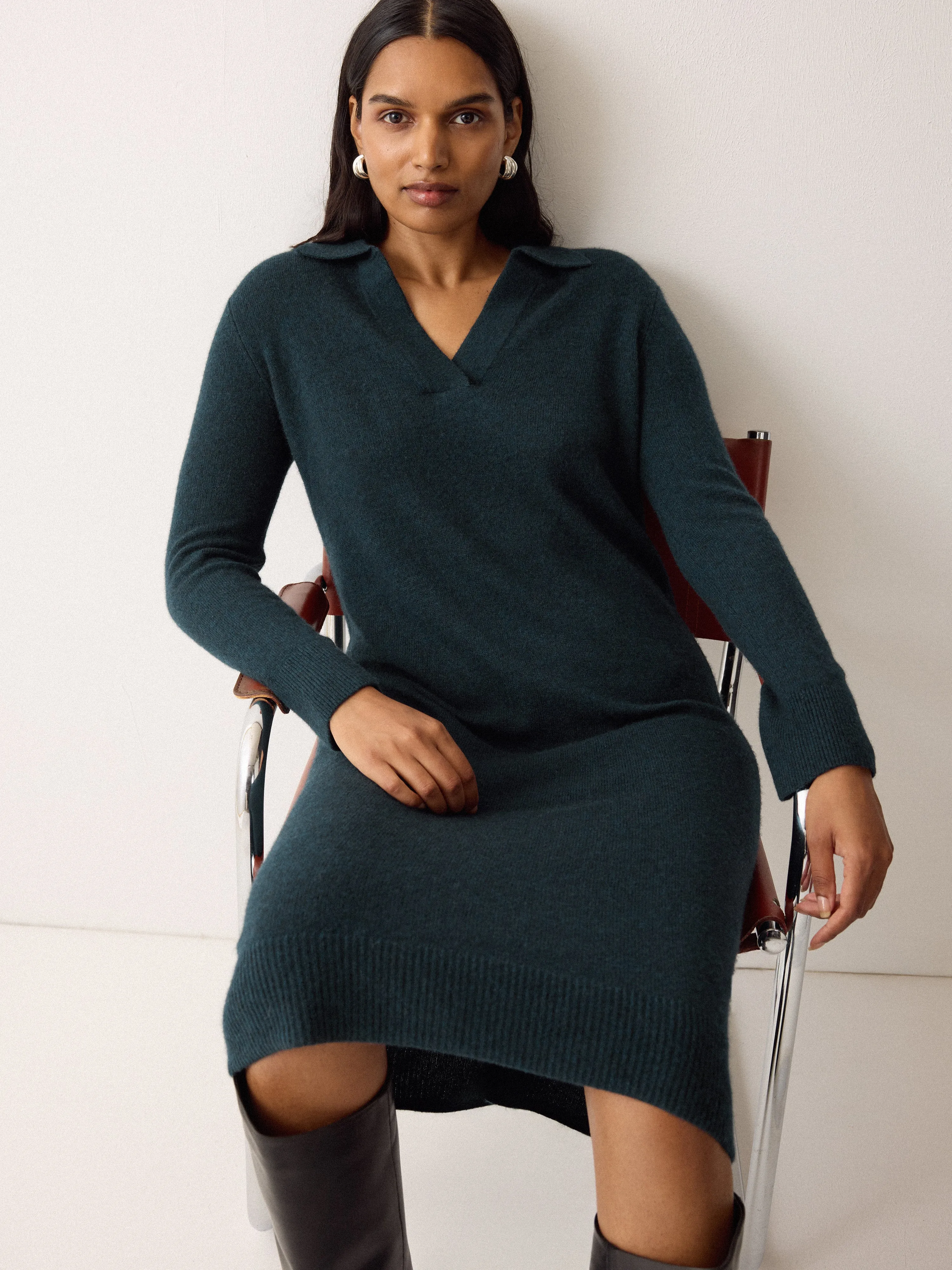 Wool Blend Collar Dress | Green sold by Jigsaw product image thumbnail 2