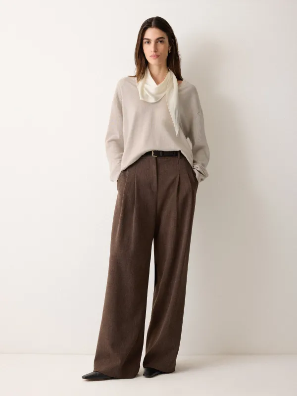 Silk Scarf Merino Jumper | Cream sold by Jigsaw