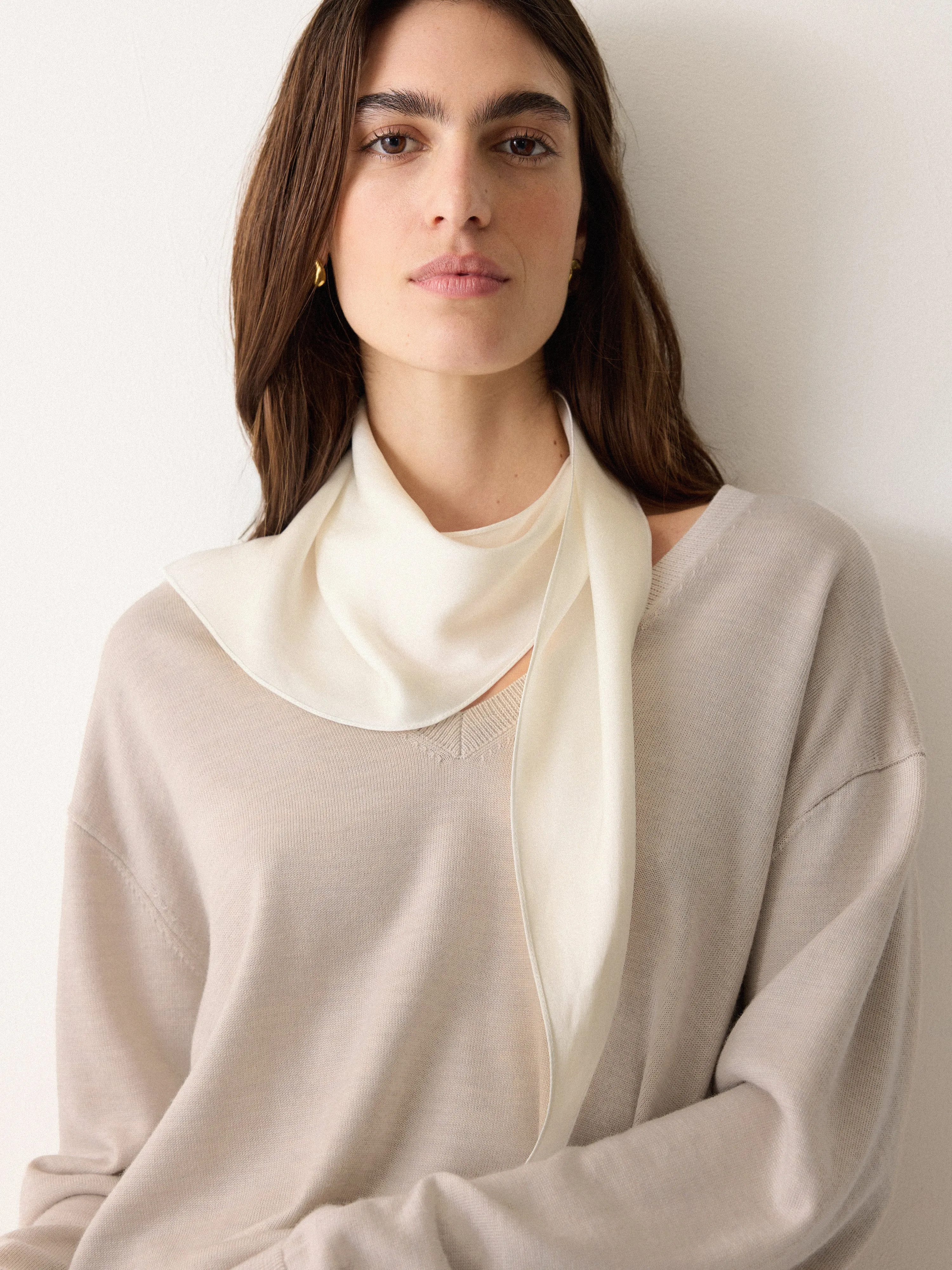 Silk Scarf Merino Jumper | Cream sold by Jigsaw product image thumbnail 4