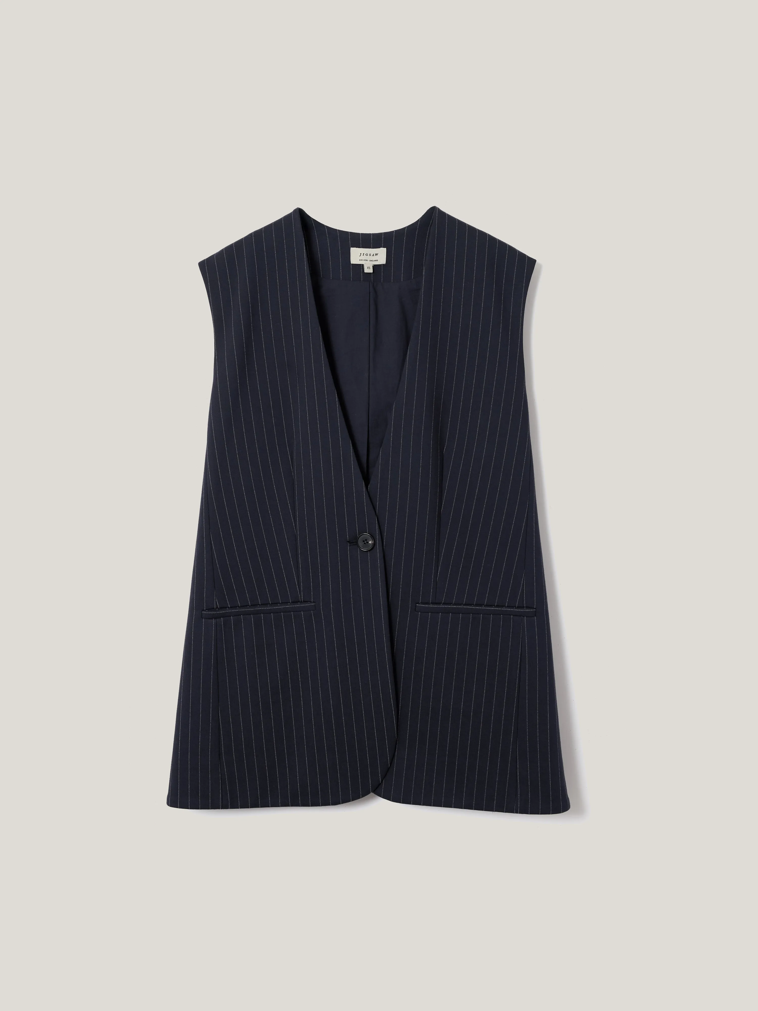 Ponte Pinstripe Waistcoat | Navy sold by Jigsaw product image thumbnail 5