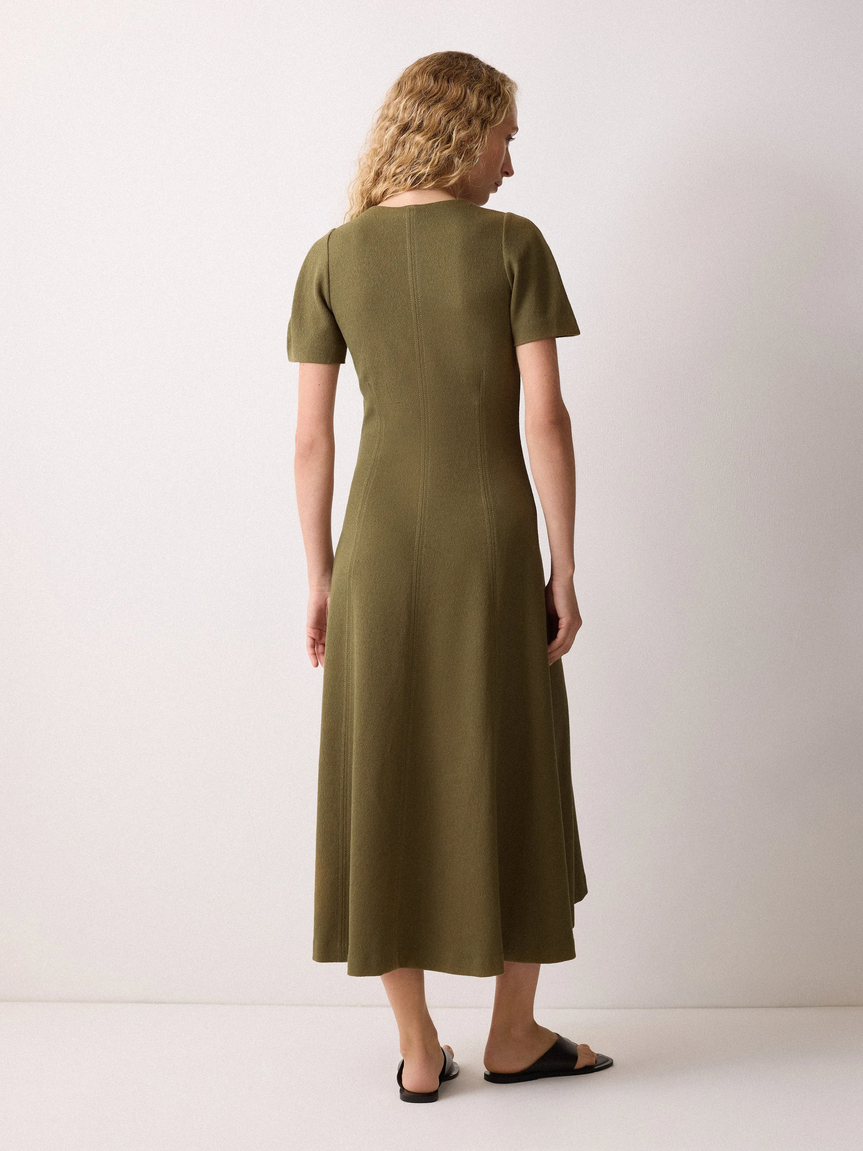 Curved Sleeve Midi Dress | Khaki sold by Jigsaw product image thumbnail 4