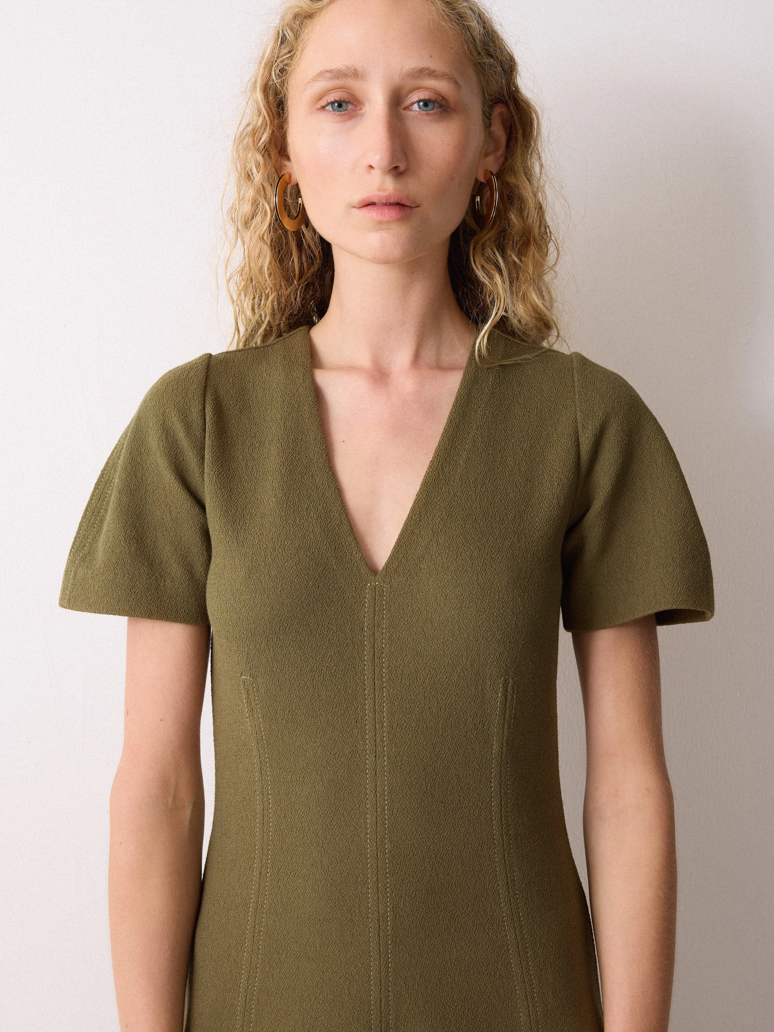Curved Sleeve Midi Dress | Khaki sold by Jigsaw product image thumbnail 3