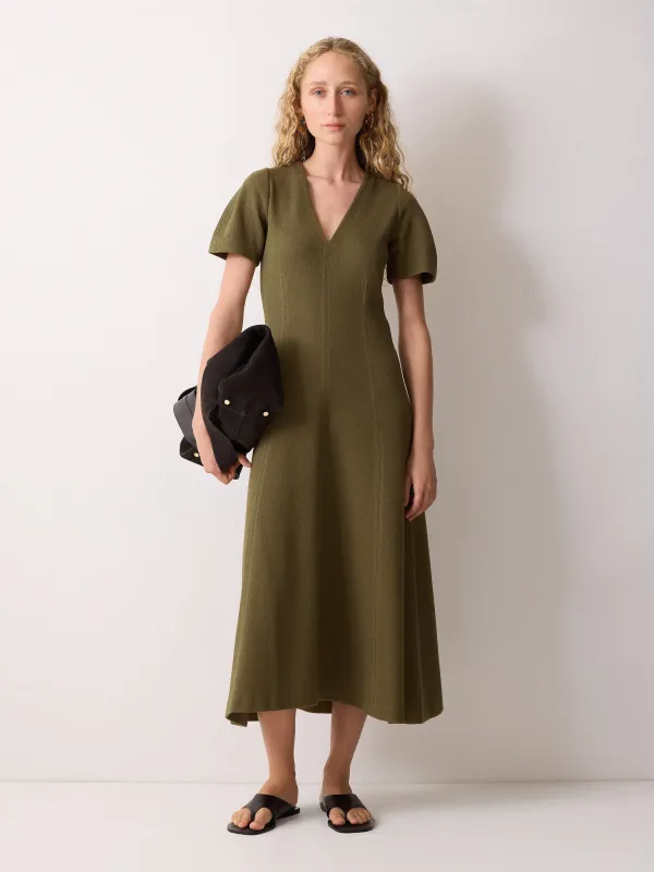 Curved Sleeve Midi Dress | Khaki sold by Jigsaw