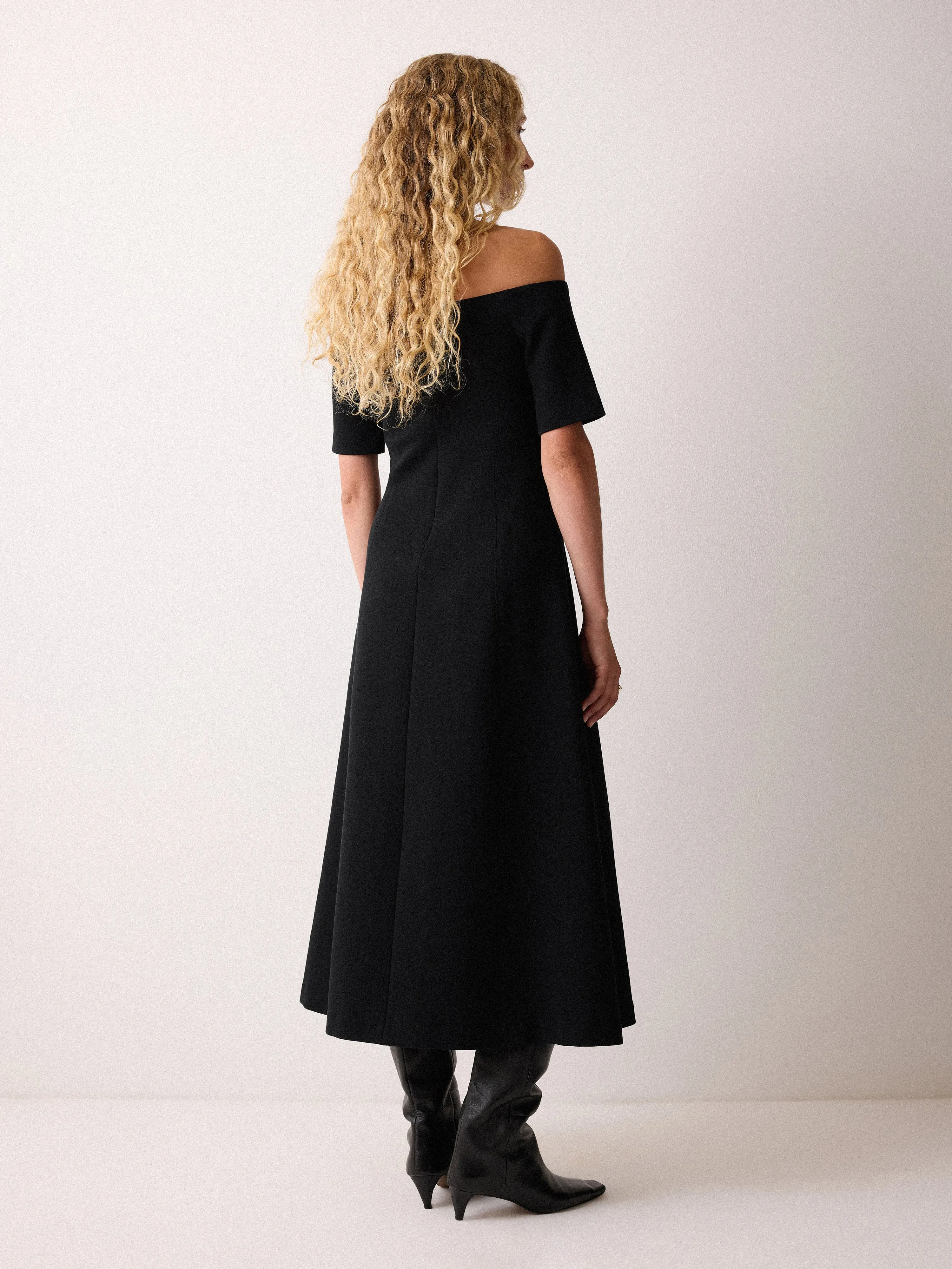 Off Shoulder Crepe Dress | Black sold by Jigsaw product image thumbnail 4