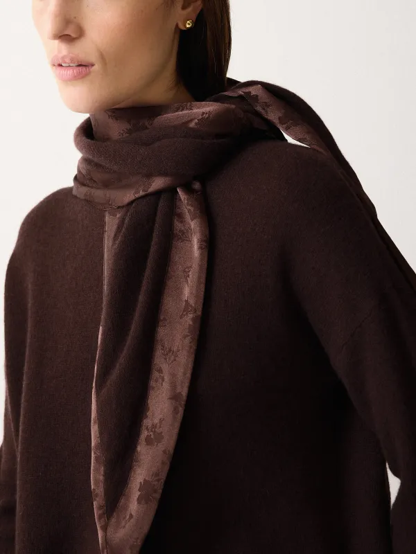 Satin Trim Triangle Scarf | Brown sold by Jigsaw