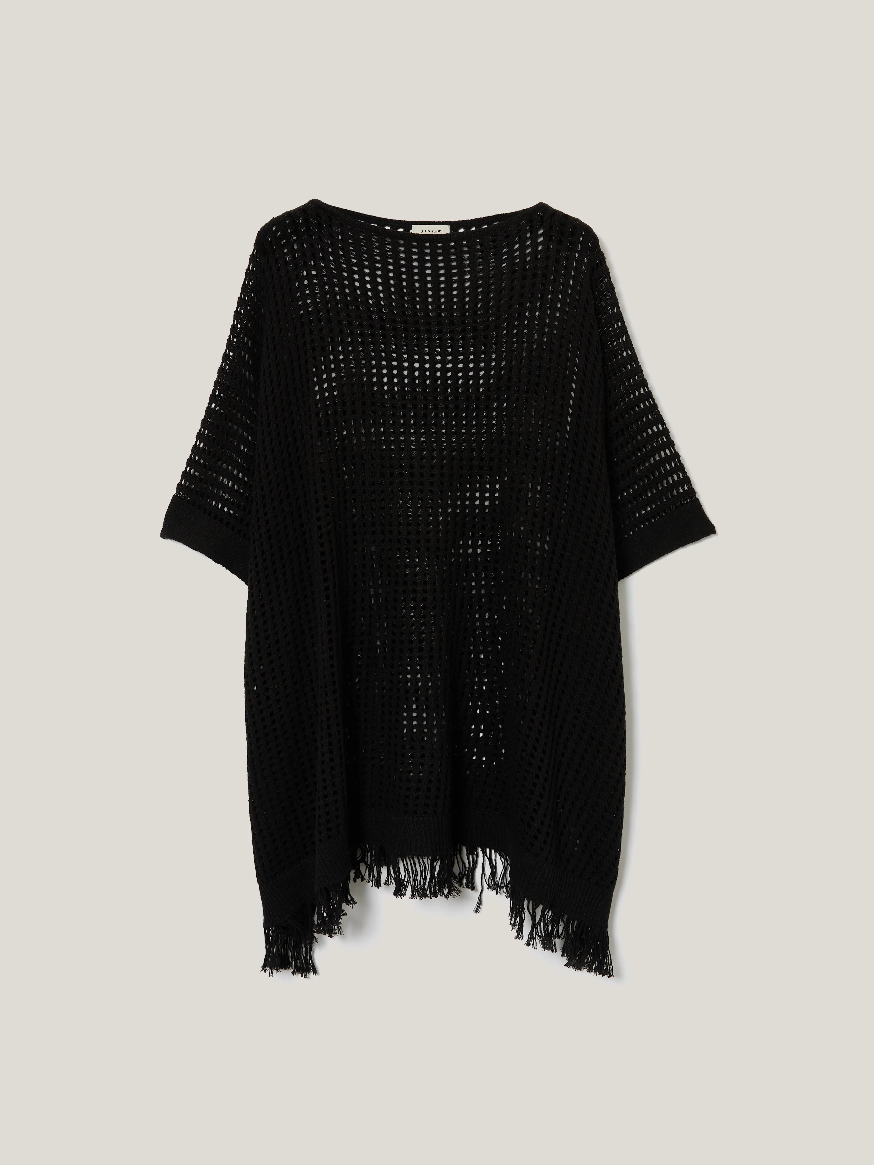 Linen Blend Open Stitch Poncho | Black sold by Jigsaw product image thumbnail 5