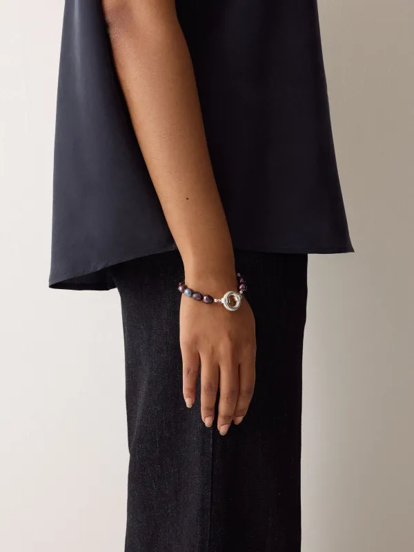 Black Pearl Chain Bracelet | Silver sold by Jigsaw