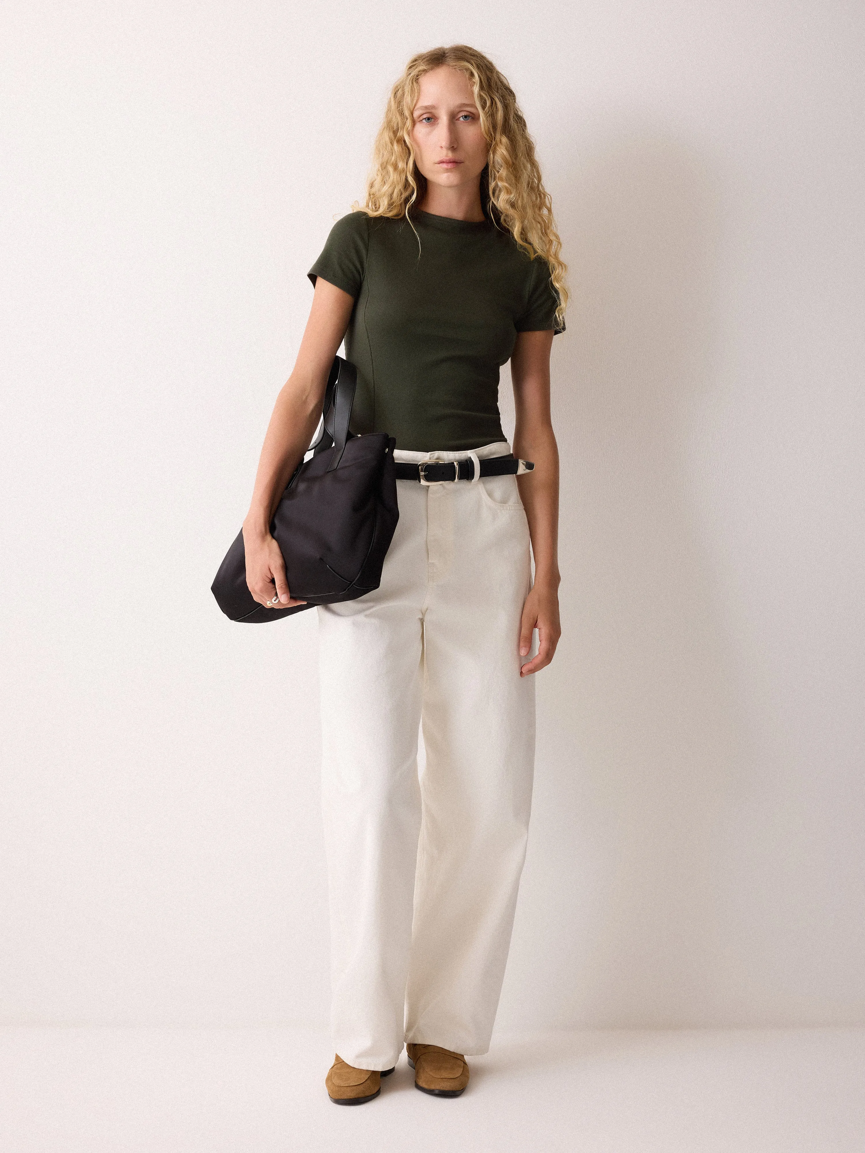 High Neck Seam Detail Top | Khaki sold by Jigsaw
