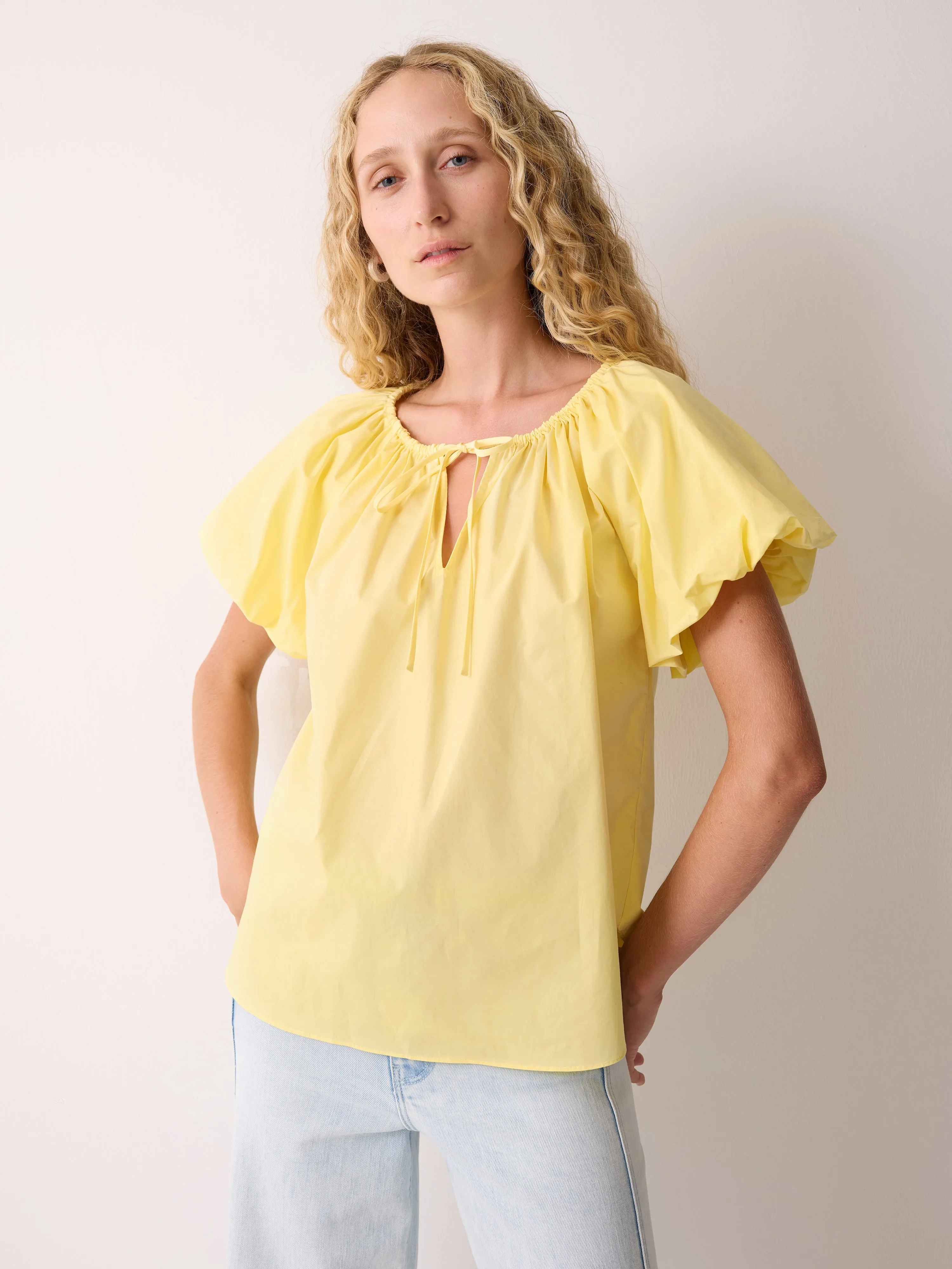 Cotton Puff Sleeve Top | Yellow sold by Jigsaw product image thumbnail 3