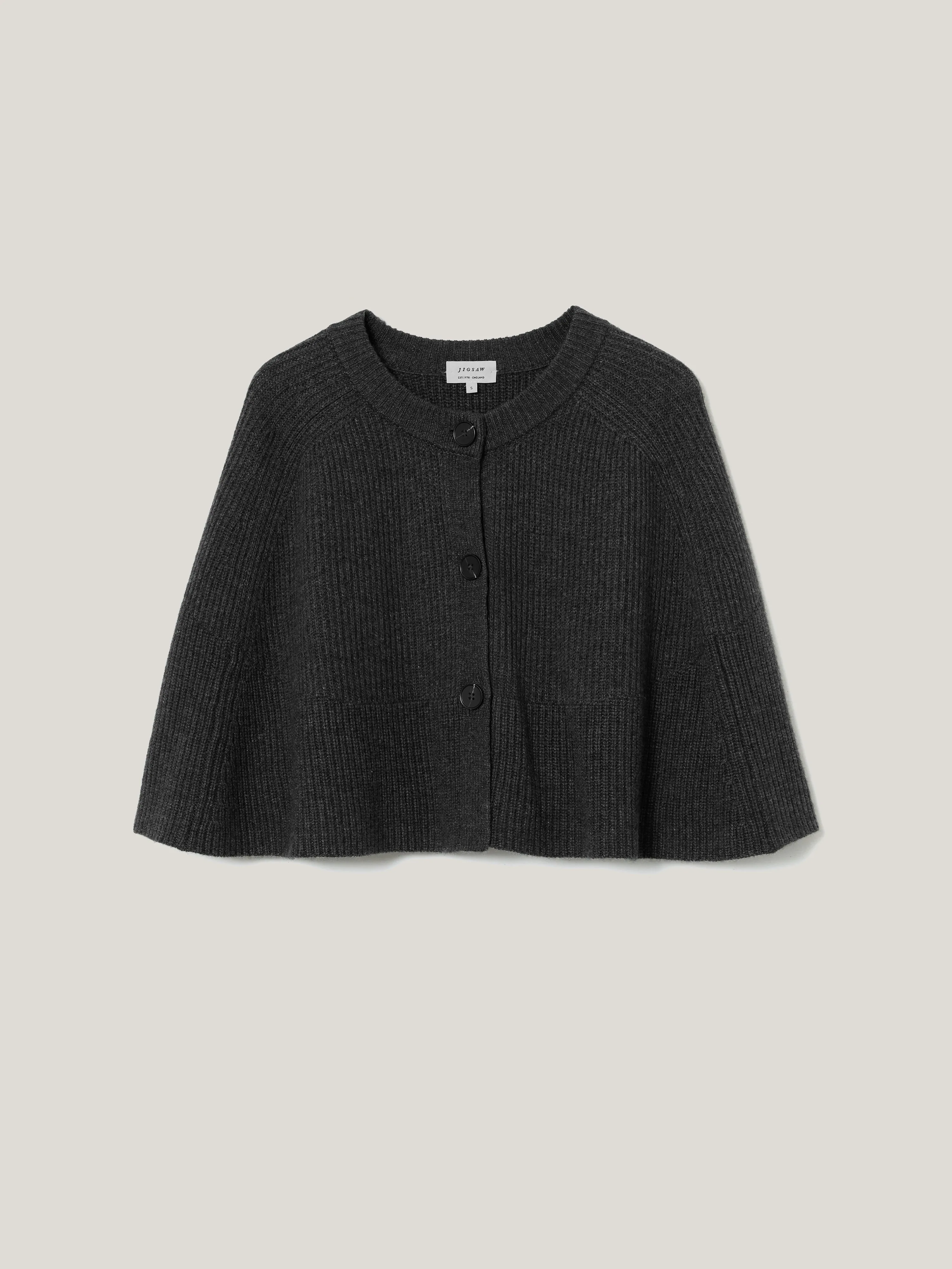 Wool Cashmere Blend Cape | Charcoal sold by Jigsaw product image thumbnail 5