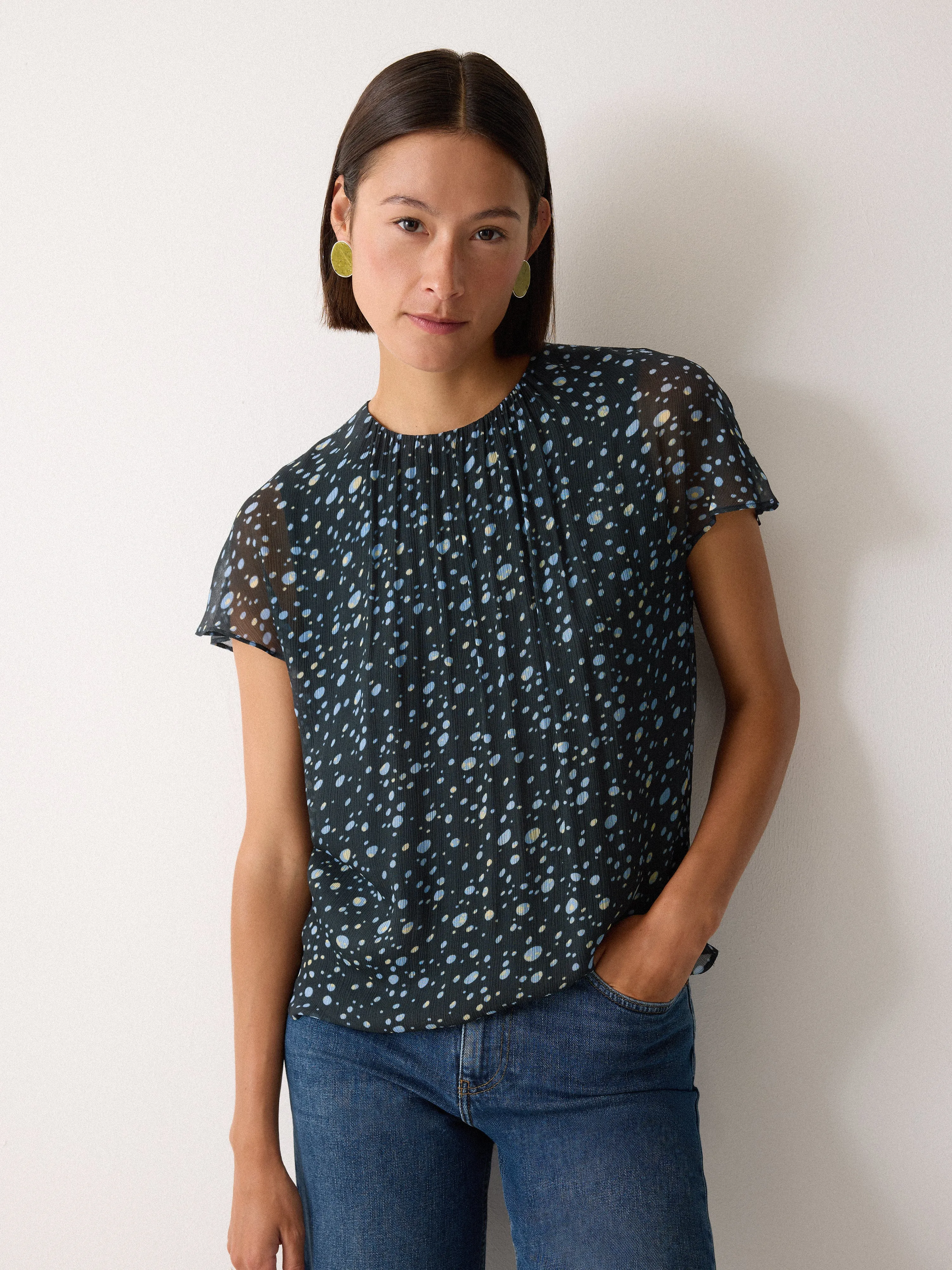 Polka Dot Chiffon Top | Grey sold by Jigsaw product image thumbnail 3