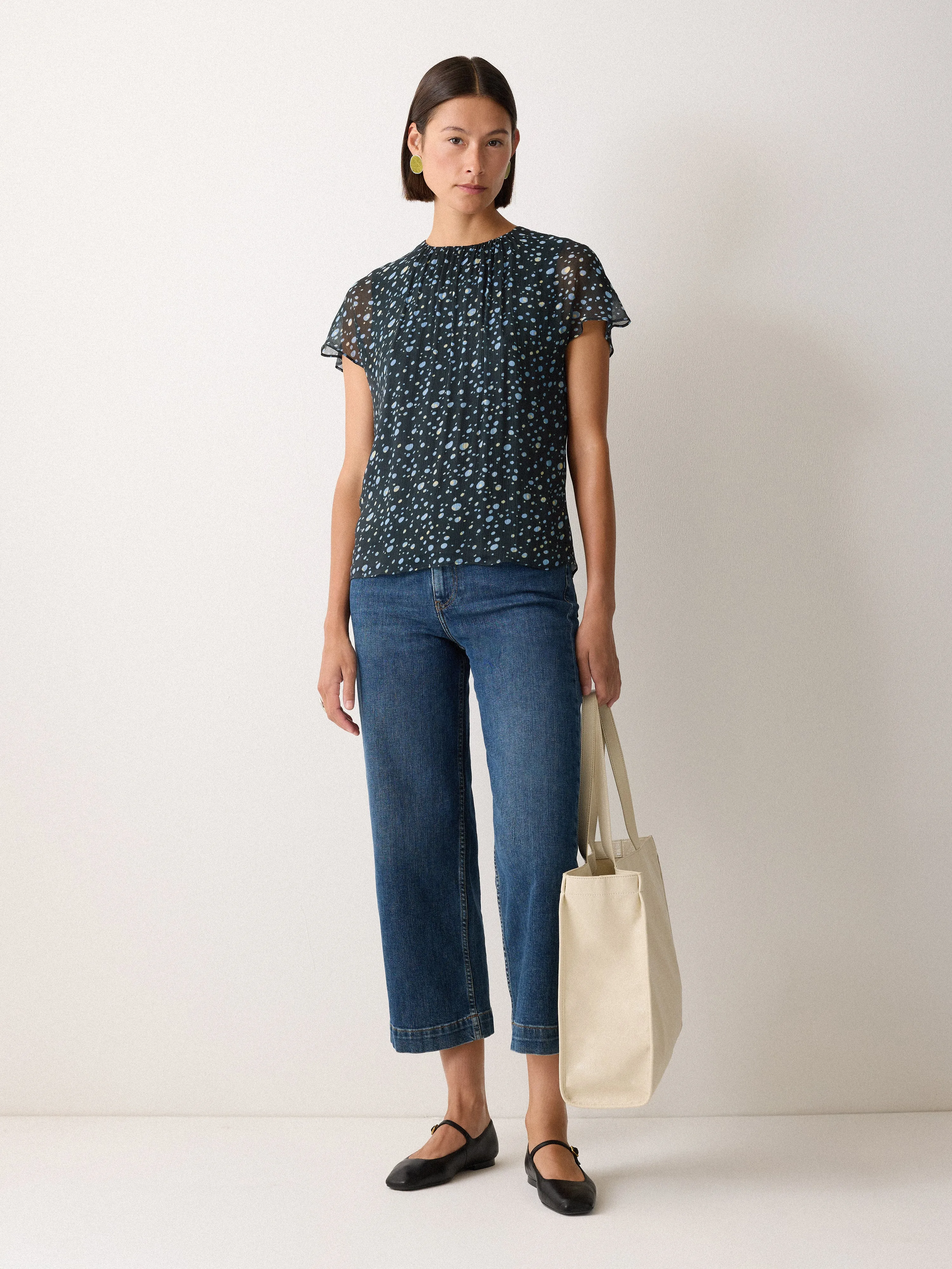 Polka Dot Chiffon Top | Grey sold by Jigsaw