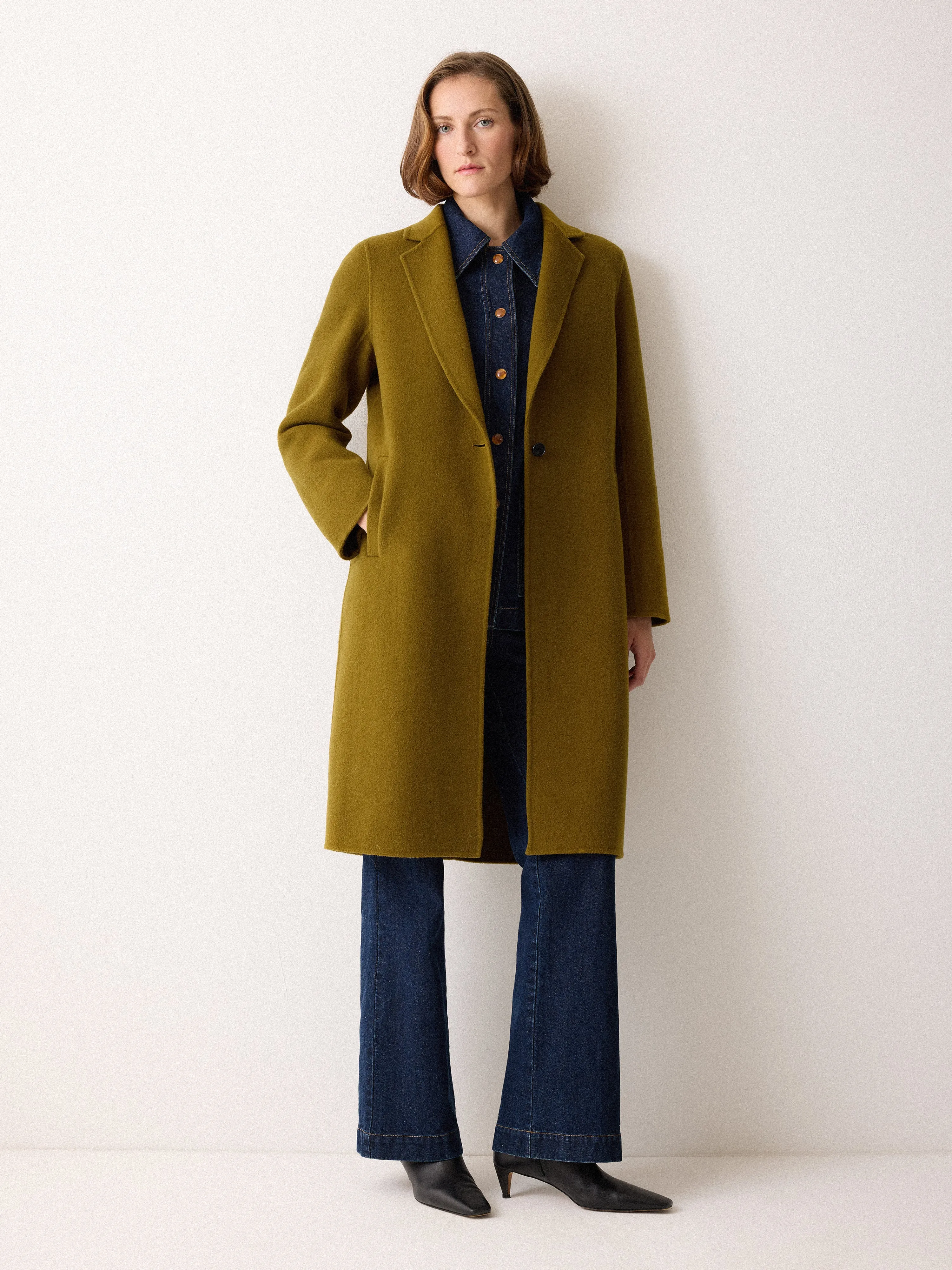 Double Faced Tailored Coat | Green sold by Jigsaw