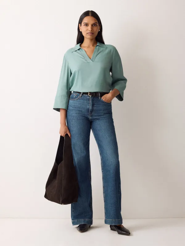 Viscose Twill Top | Blue sold by Jigsaw