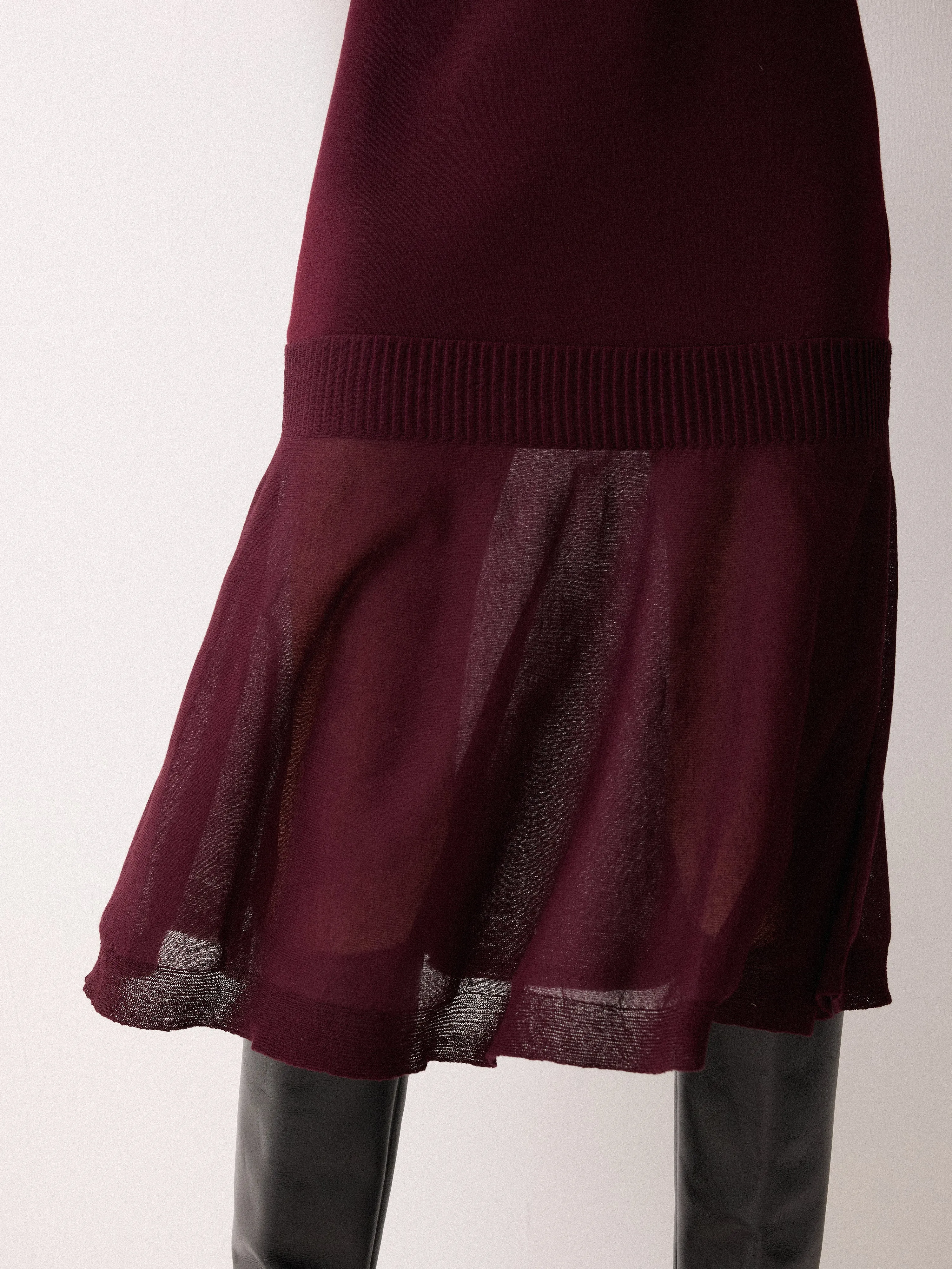 Sheer Panel Knit Dress | Burgundy sold by Jigsaw product image thumbnail 4