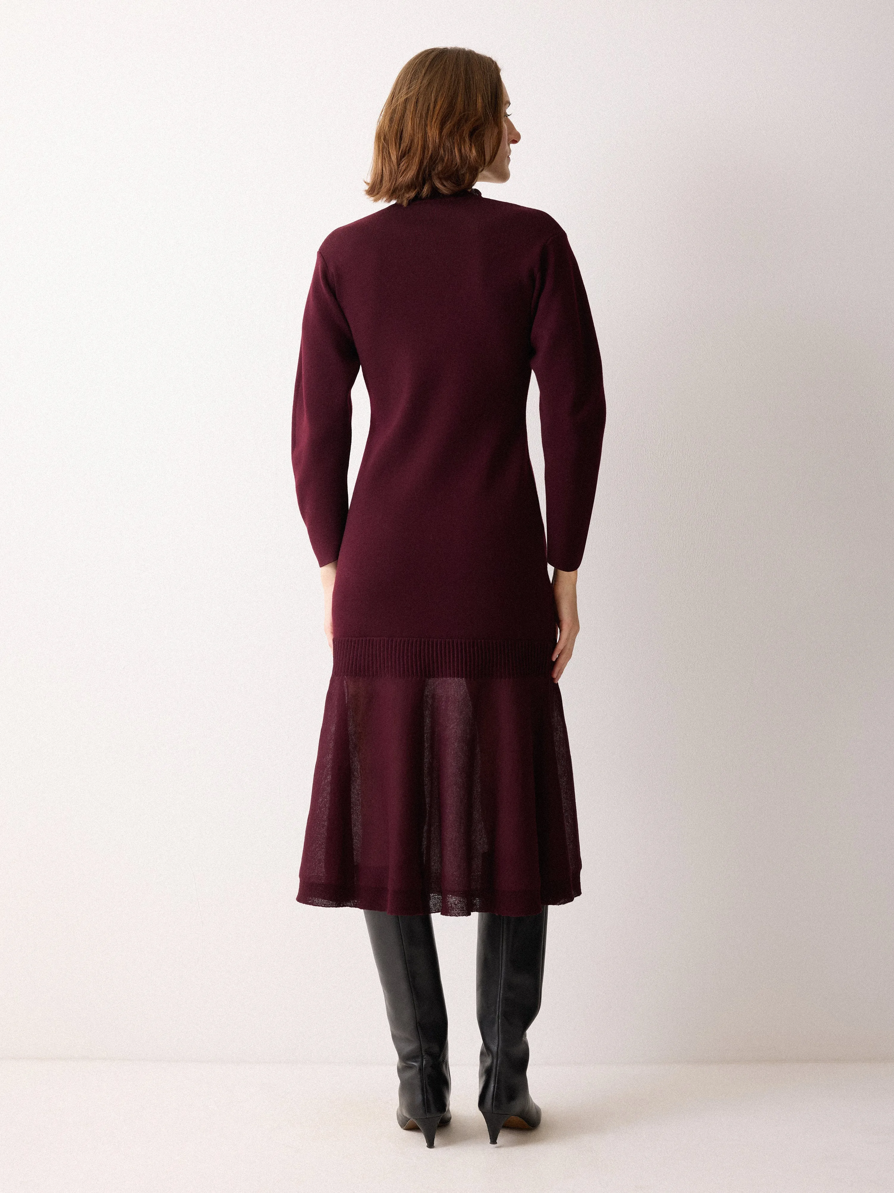 Sheer Panel Knit Dress | Burgundy sold by Jigsaw product image thumbnail 5