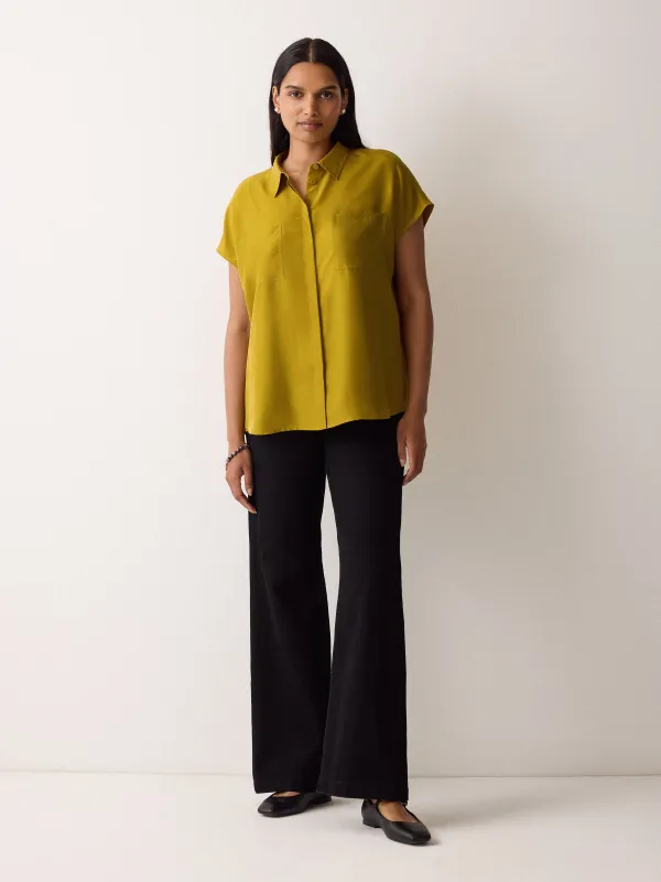 Short Sleeve Silk Shirt | Yellow sold by Jigsaw