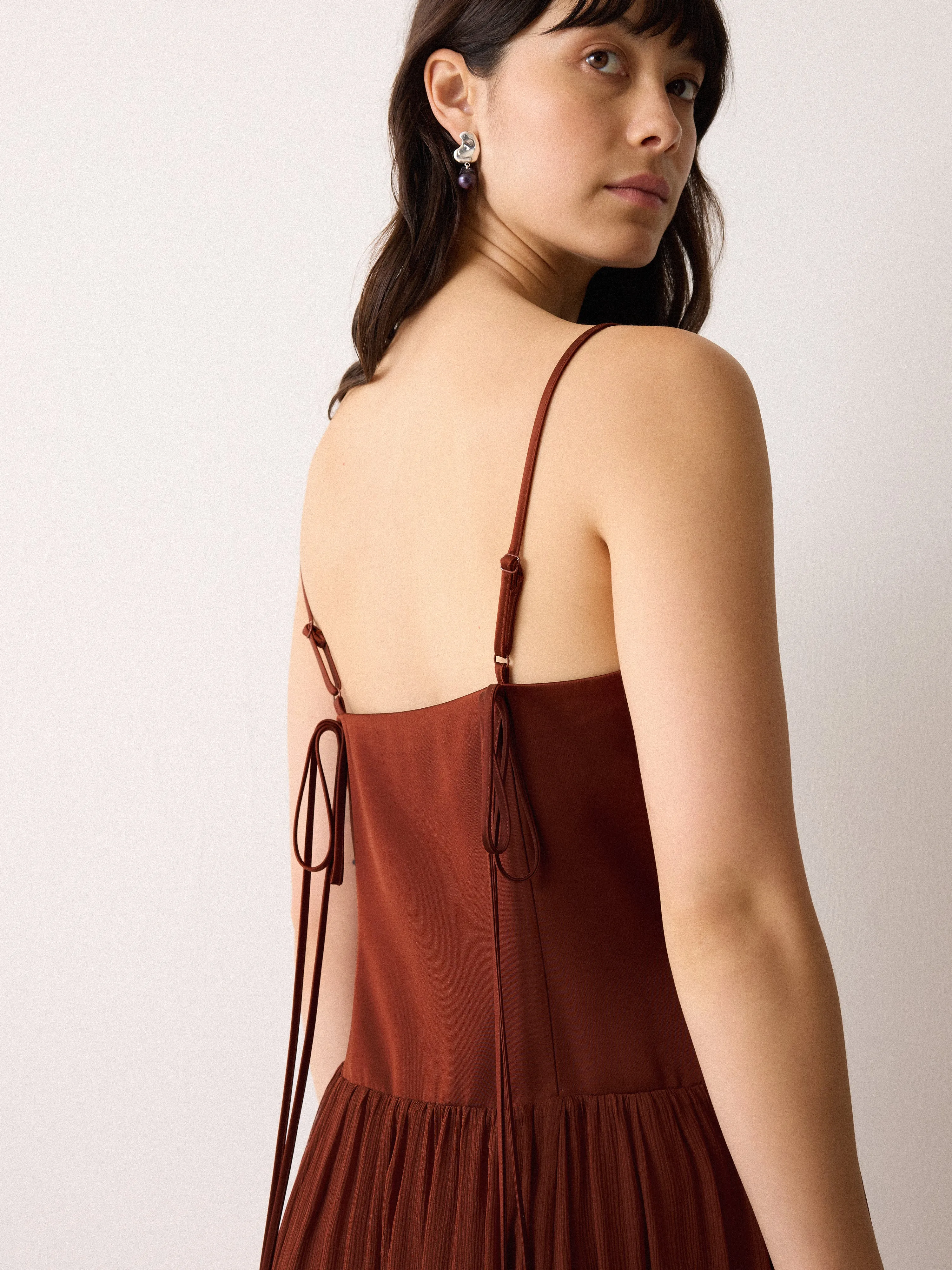 Silk Mix Drop Waist Dress | Brown sold by Jigsaw product image thumbnail 3