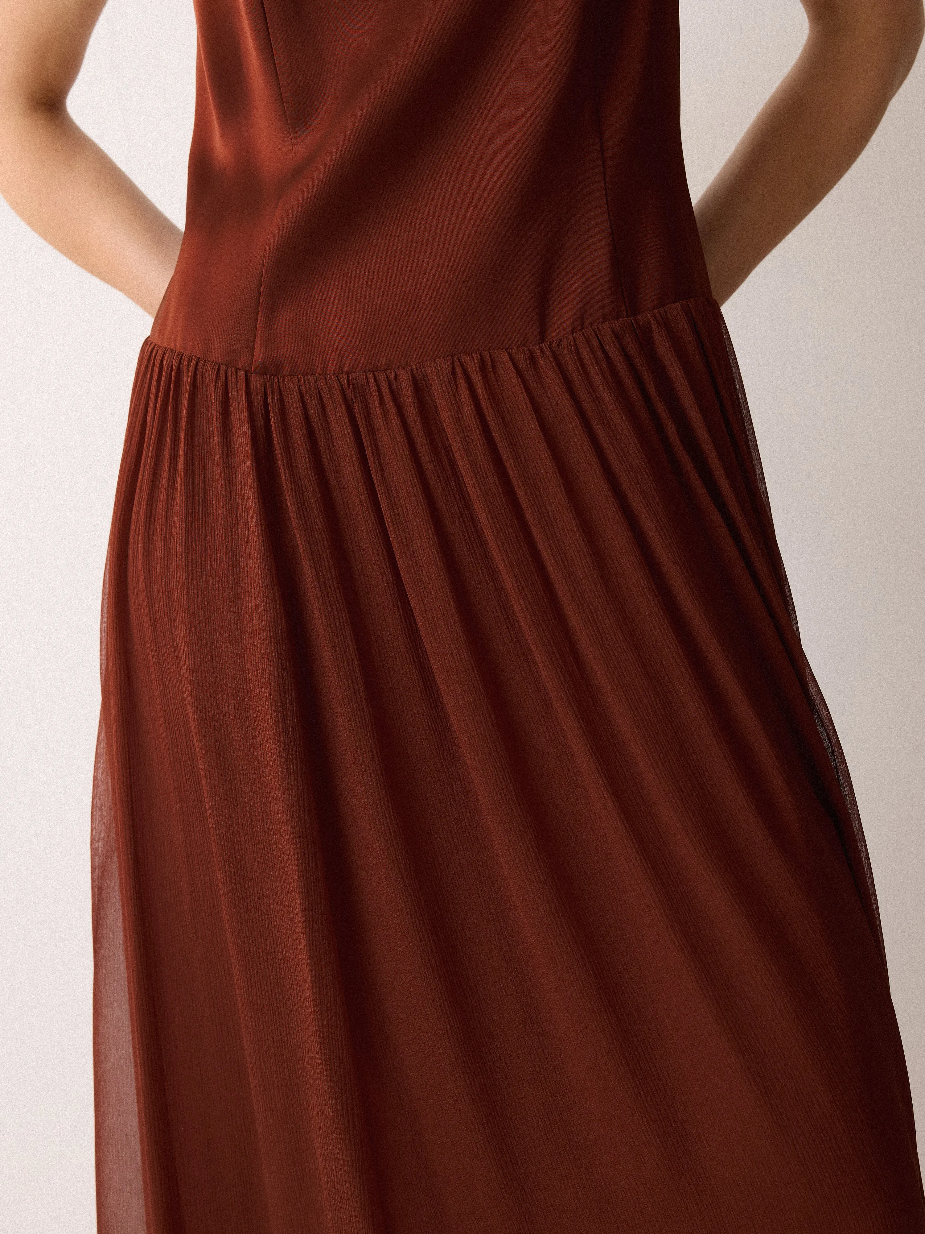Silk Mix Drop Waist Dress | Brown sold by Jigsaw product image thumbnail 2