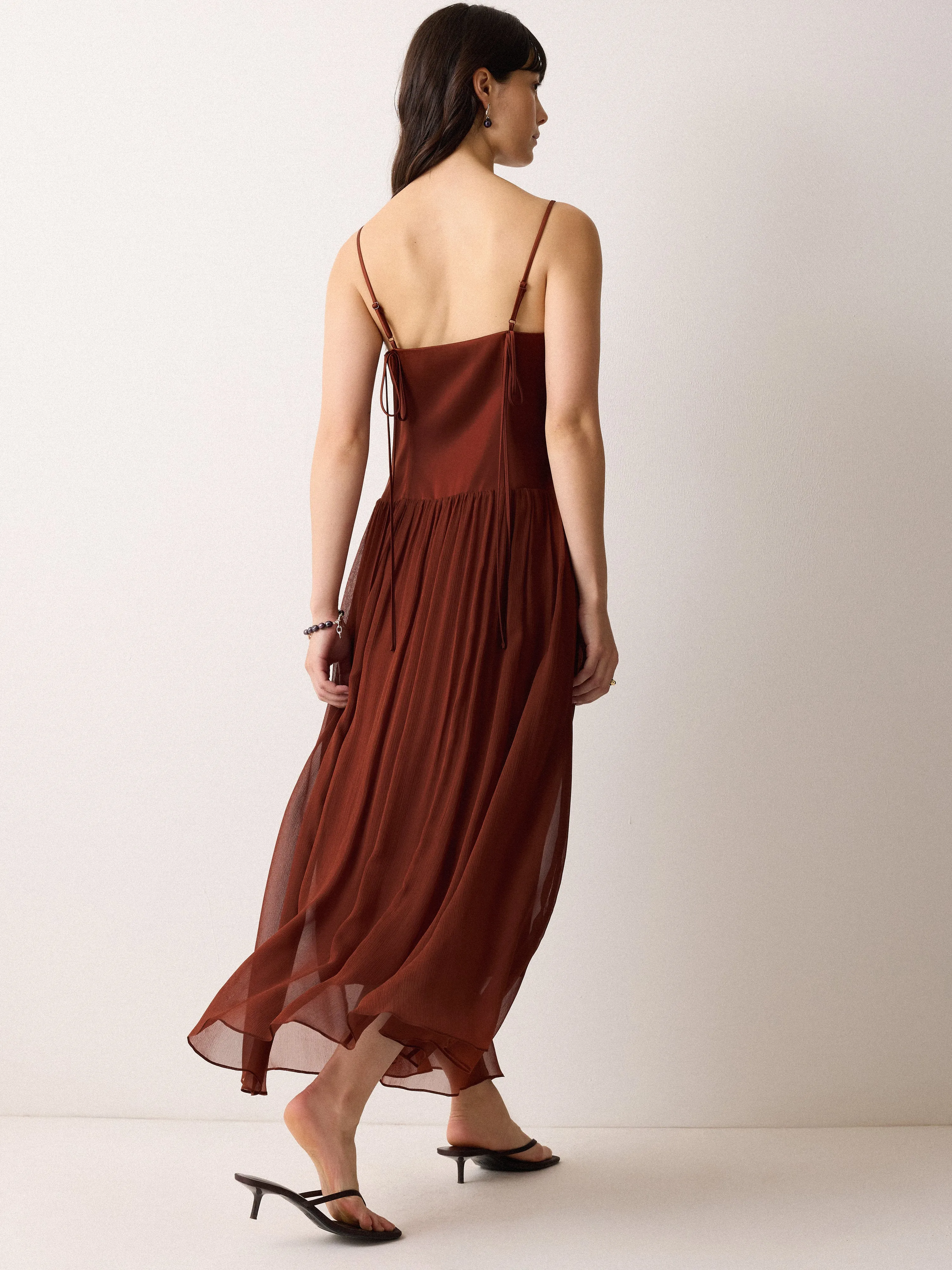 Silk Mix Drop Waist Dress | Brown sold by Jigsaw product image thumbnail 4