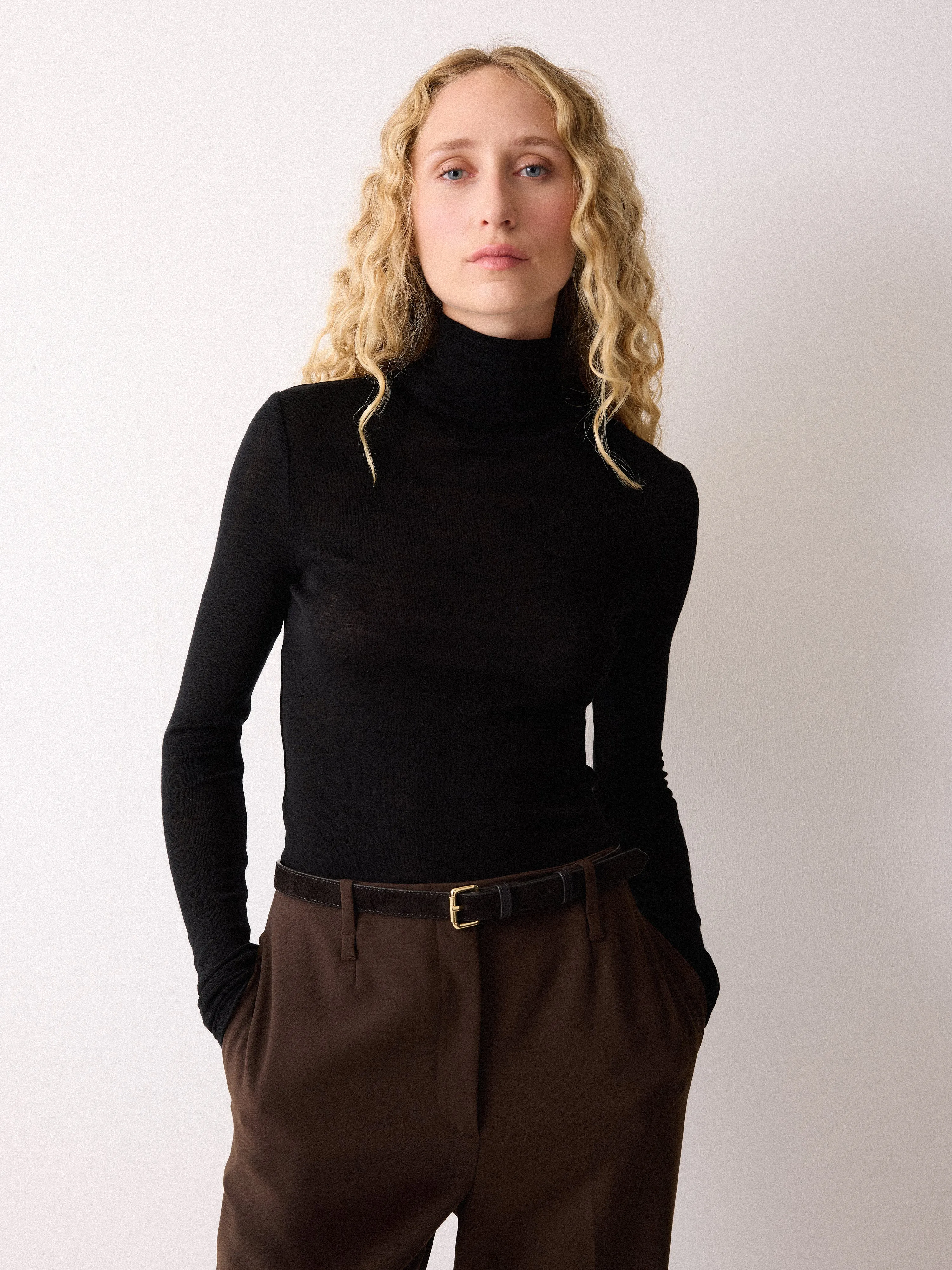 Wool Jersey Polo Neck Top | Black sold by Jigsaw product image thumbnail 4
