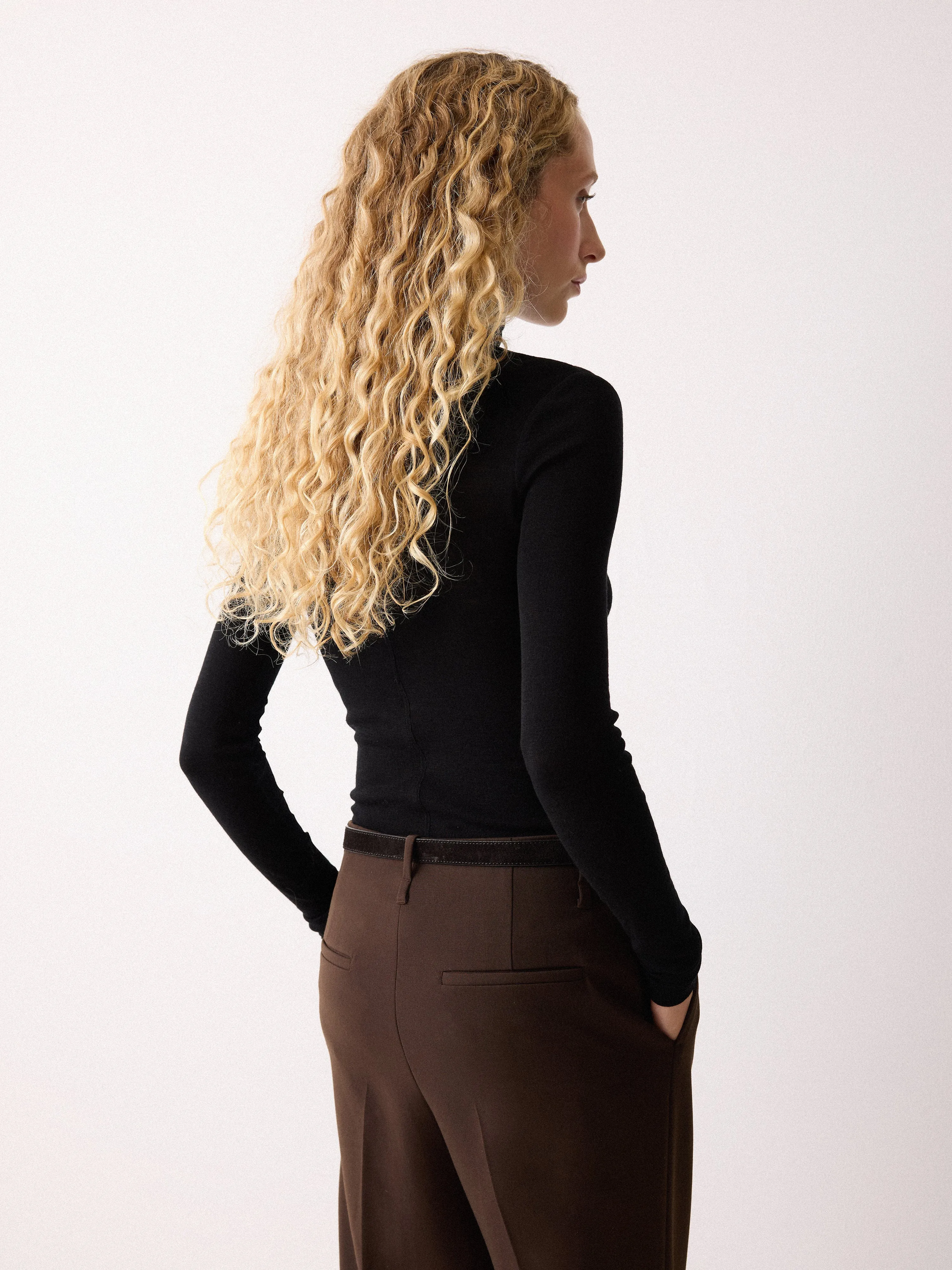 Wool Jersey Polo Neck Top | Black sold by Jigsaw product image thumbnail 5