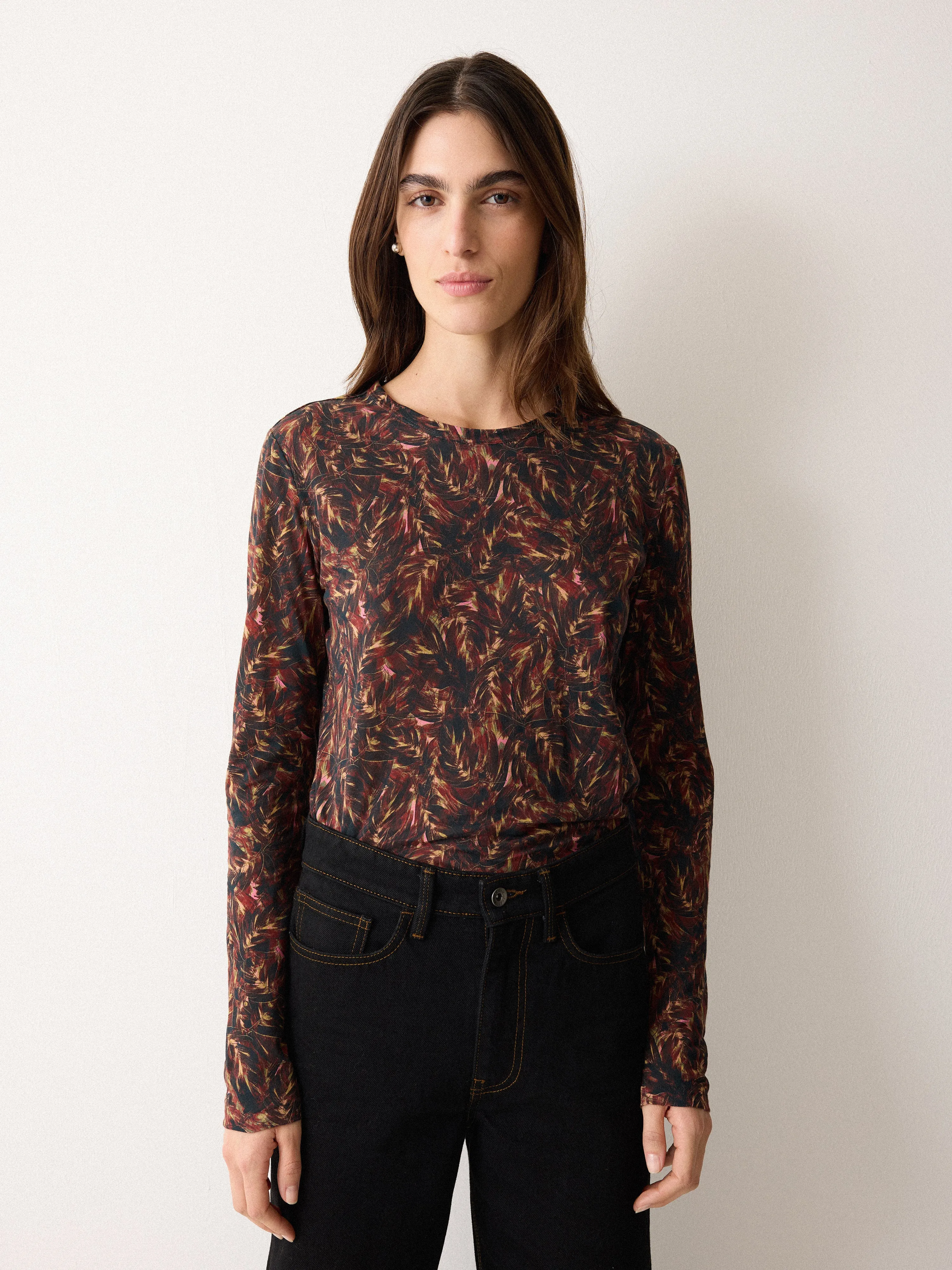 Wild Feather Long Sleeve Tee | Brown sold by Jigsaw