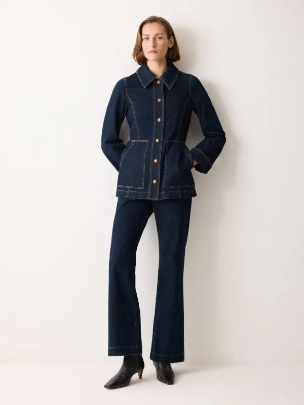 Denim Tailored Bootleg Trouser | Indigo sold by Jigsaw