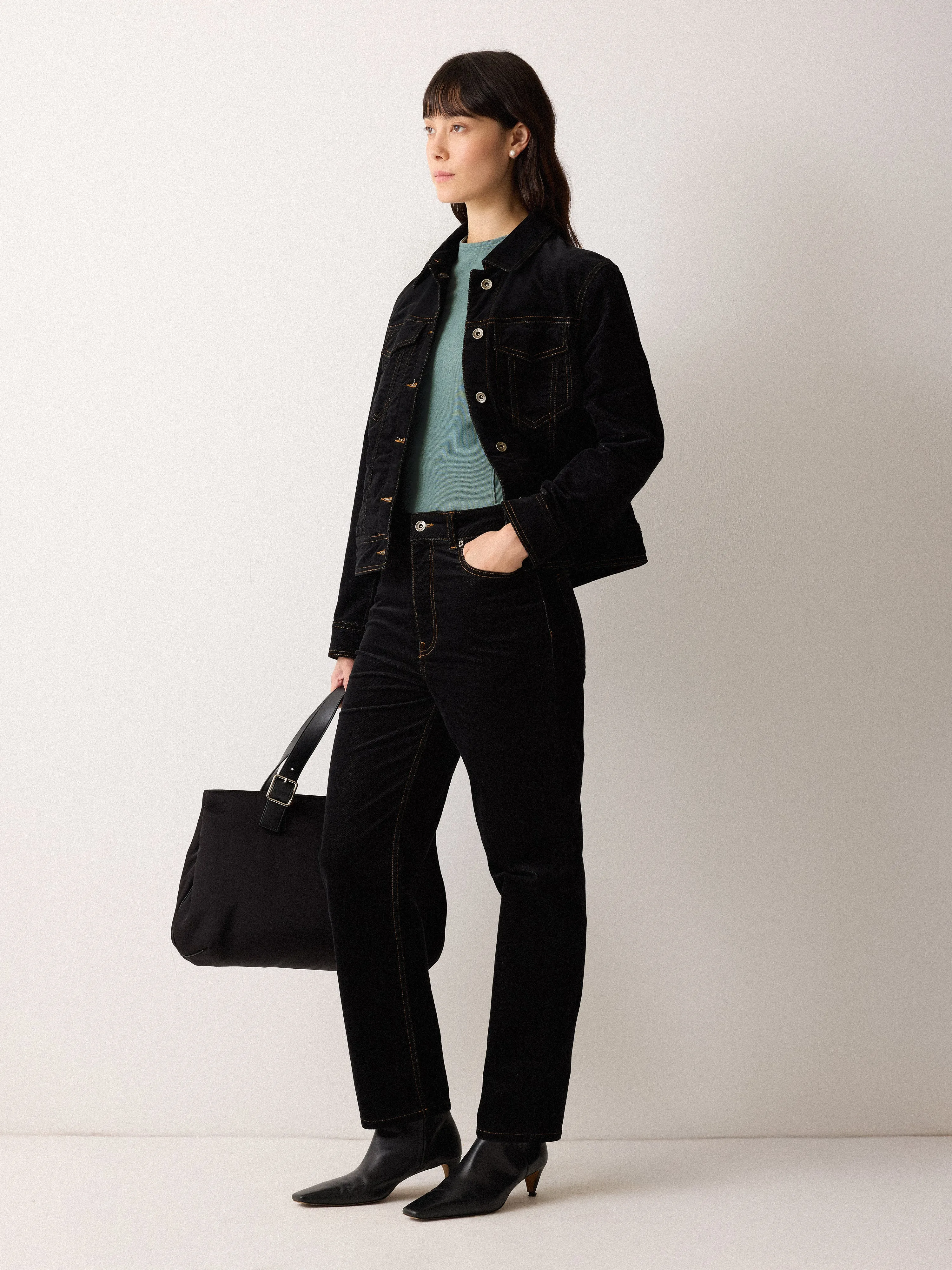 High Neck Seam Detail Top | Blue sold by Jigsaw product image thumbnail 3