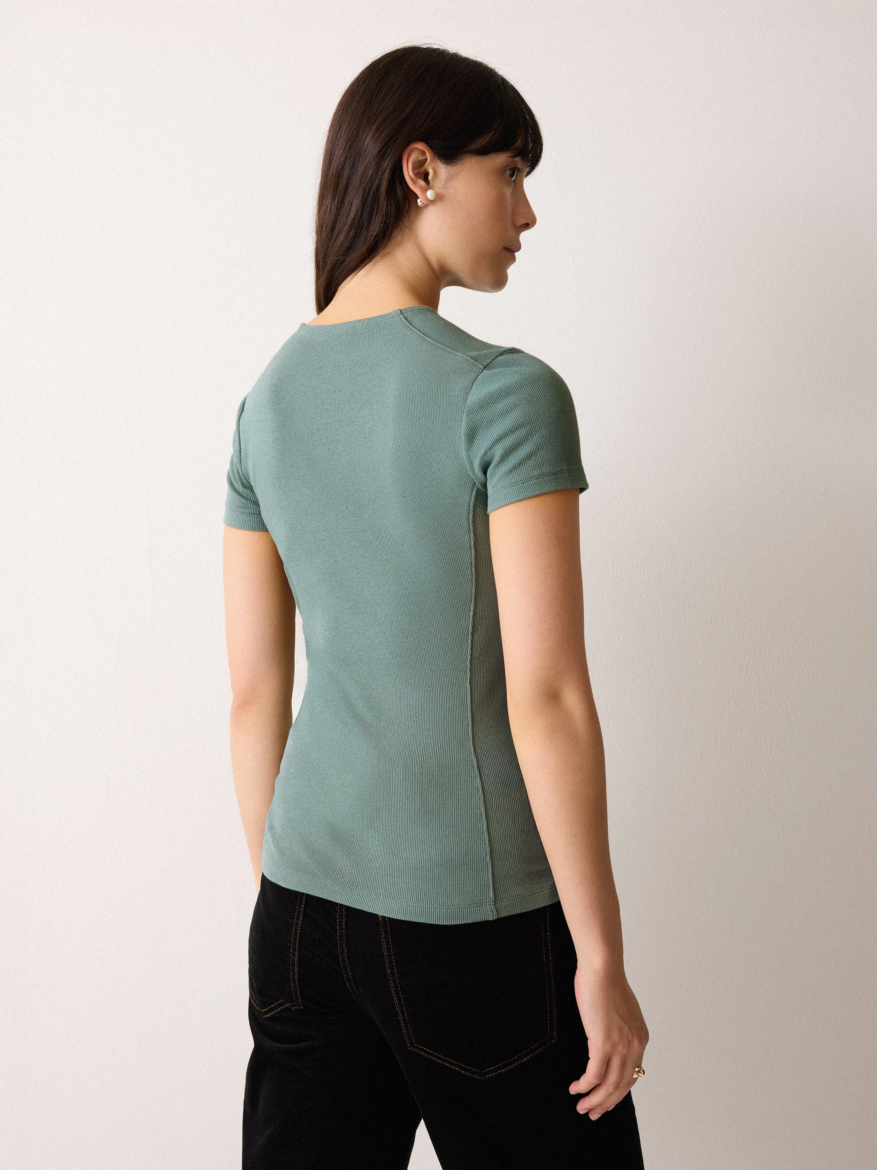 High Neck Seam Detail Top | Blue sold by Jigsaw product image thumbnail 4