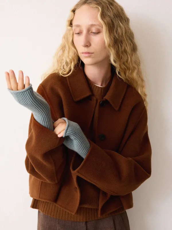 Wool Cashmere Blend Mitten | Blue sold by Jigsaw