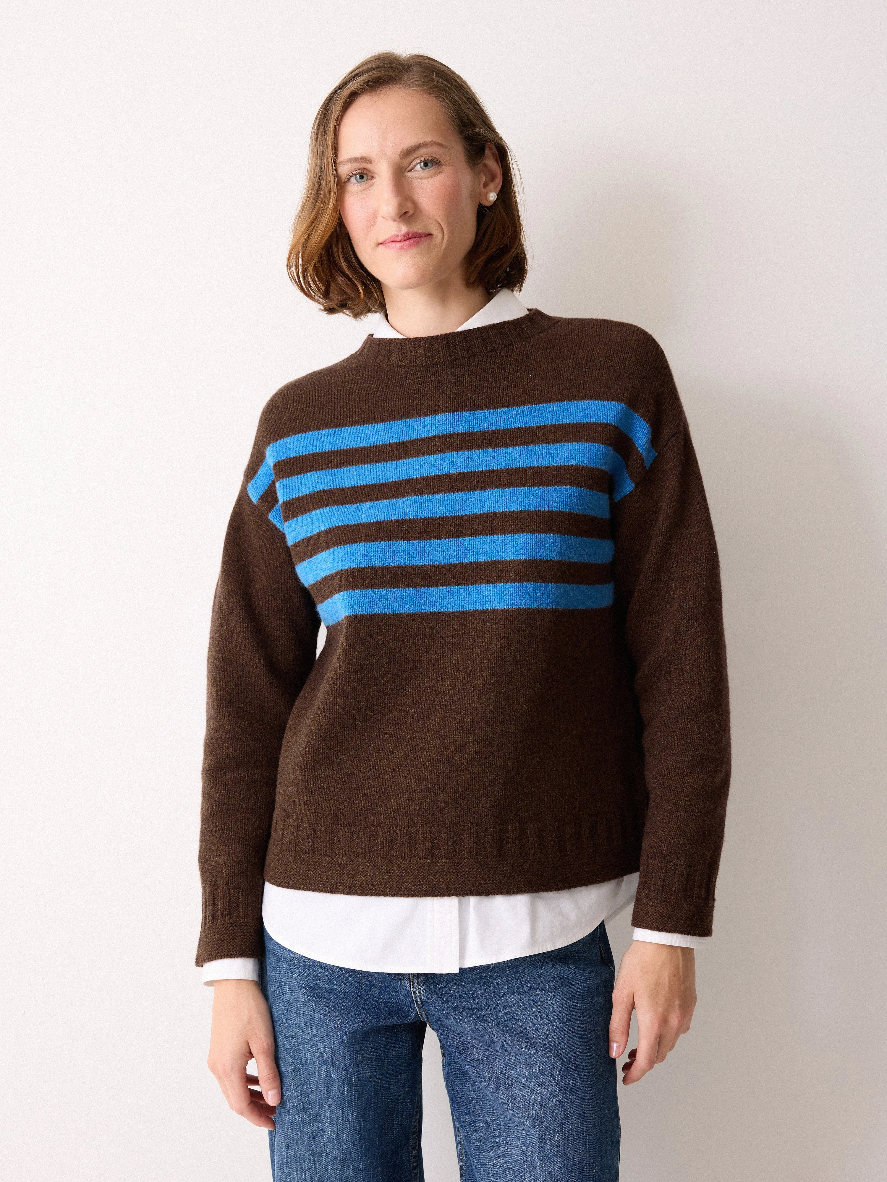 Stripe Guernsey Jumper | Brown sold by Jigsaw product image thumbnail 3