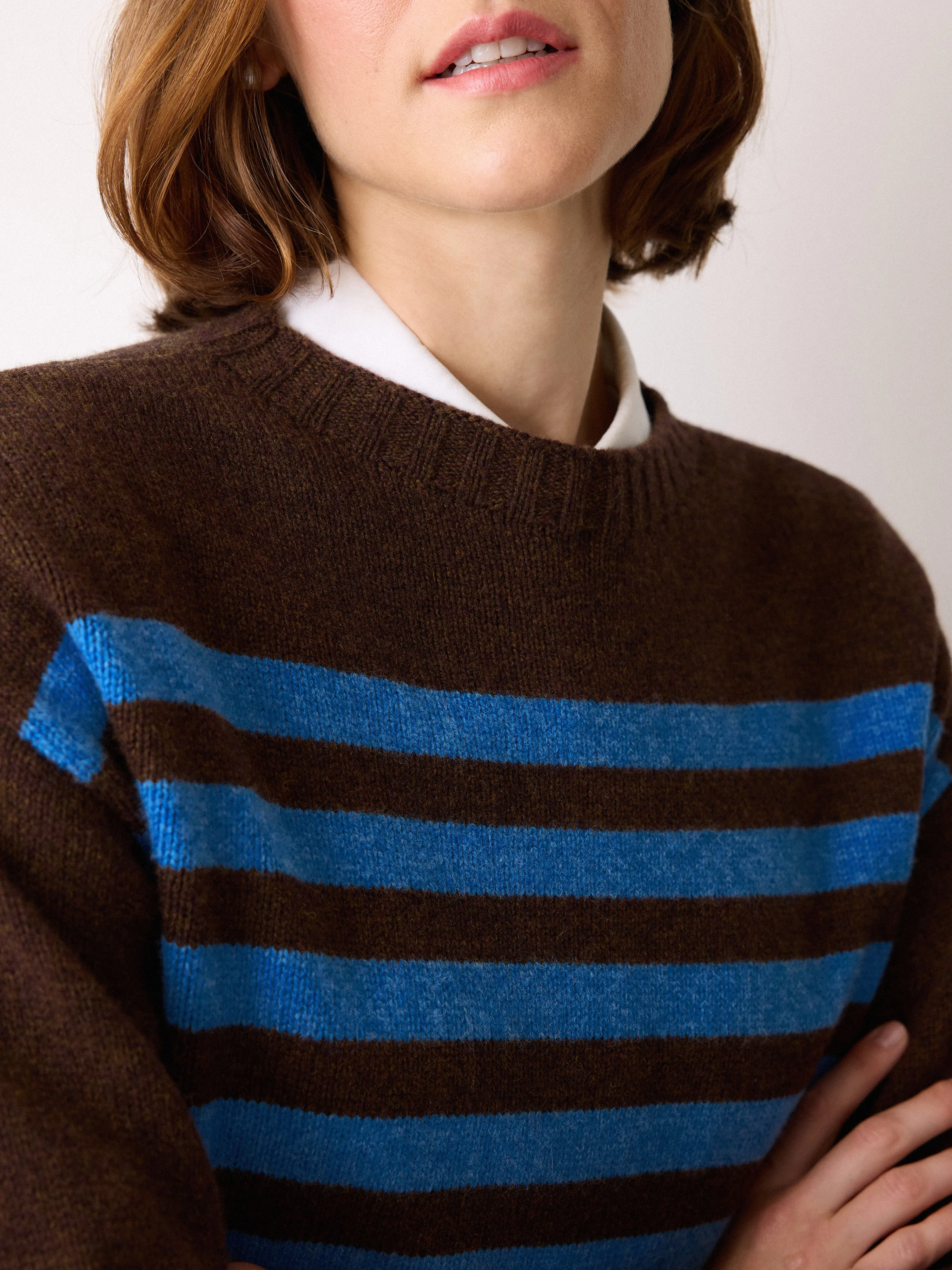 Stripe Guernsey Jumper | Brown sold by Jigsaw product image thumbnail 2
