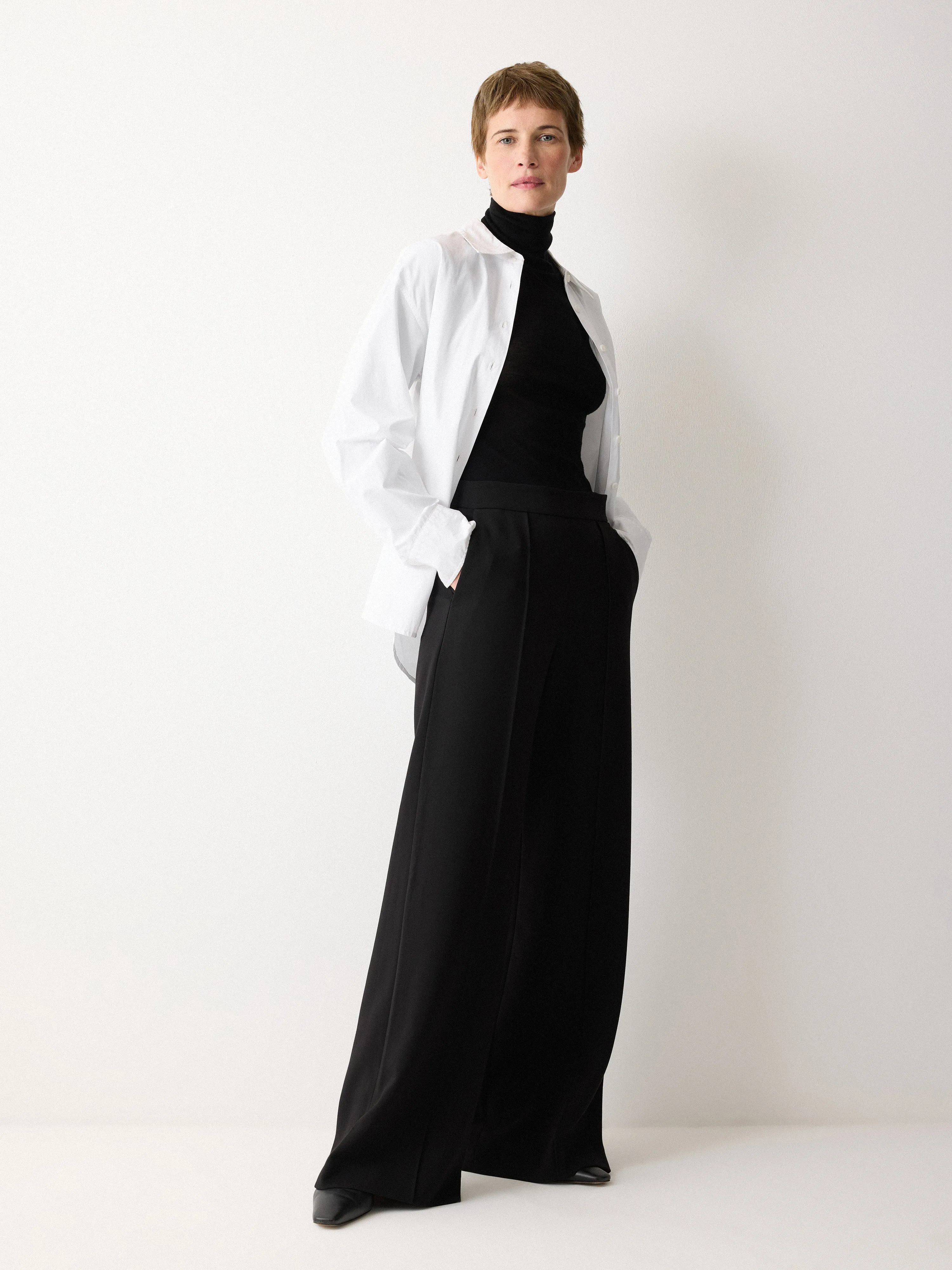 Modern Crepe Wide Leg Trouser | Black sold by Jigsaw