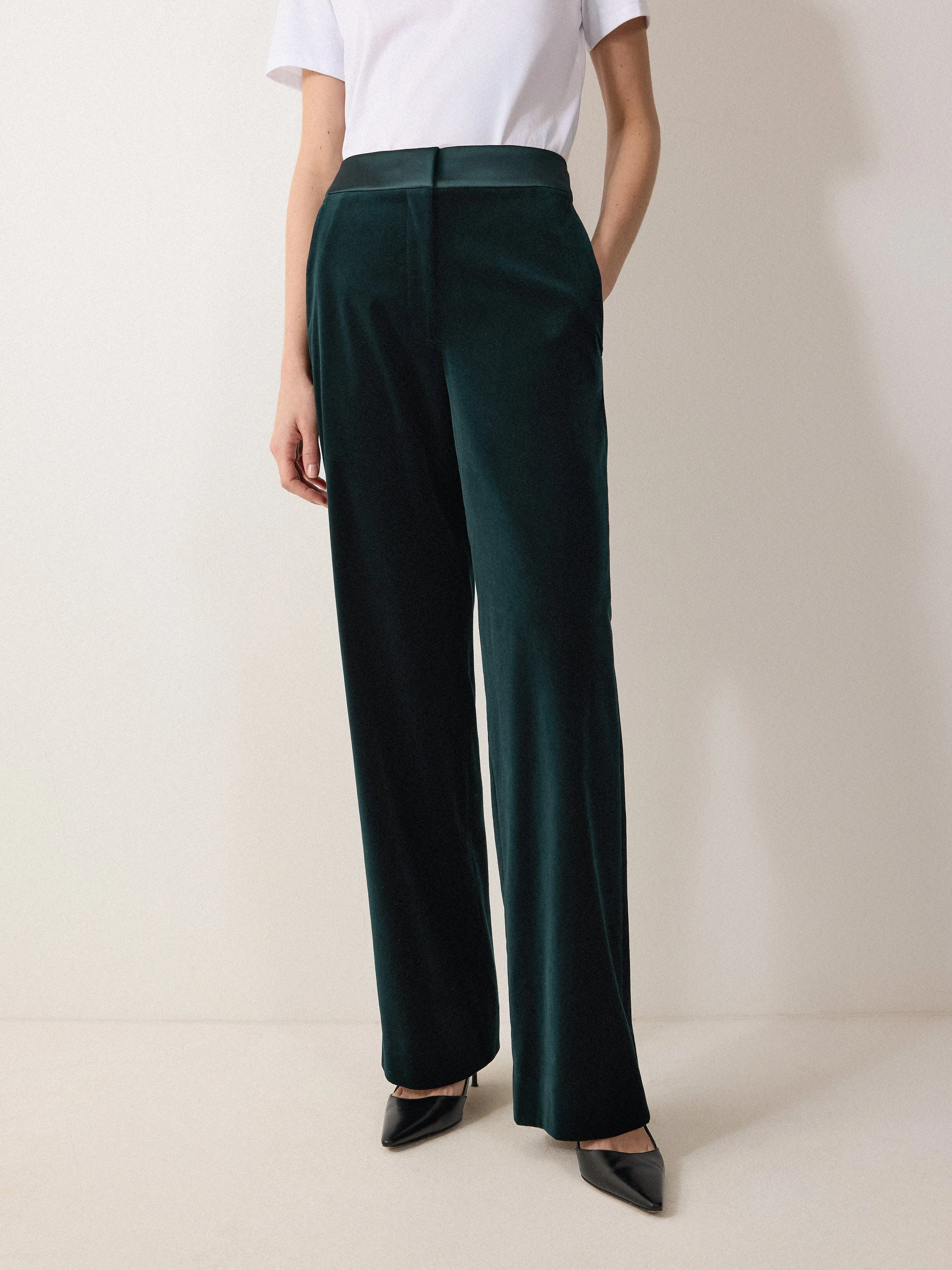 Velvet Satin Tailored Trouser | Green sold by Jigsaw product image thumbnail 3