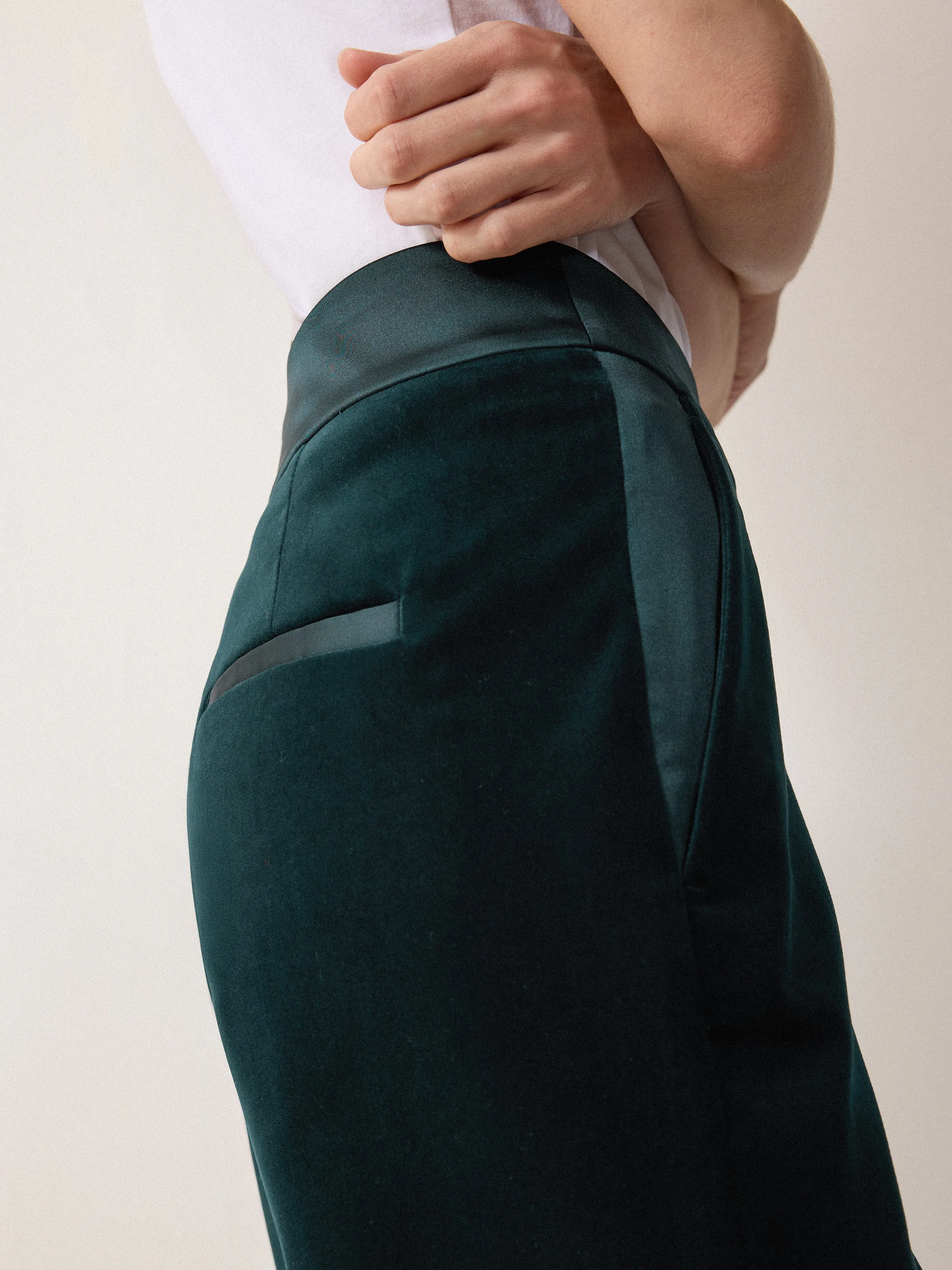 Velvet Satin Tailored Trouser | Green sold by Jigsaw product image thumbnail 2